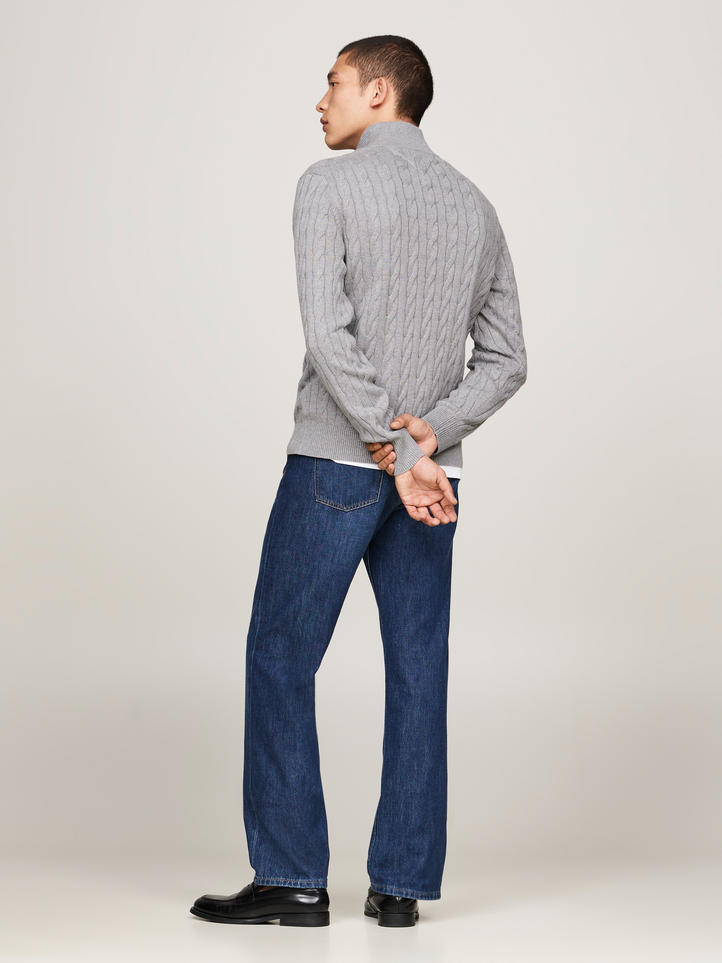Tommy Hilfiger Strickpullover »CLASSIC COTTON CABLE ZIP MOCK«, mit modischem Zopfmuster