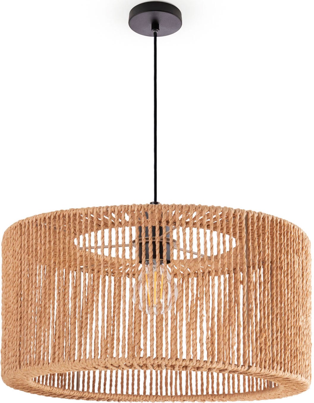 Esszimmer Optik Rattan Papier Lampenschirm Home Pendelleuchte Groß BAUR »Hugo Boho Reyna«, | Paco Wohnzimmer