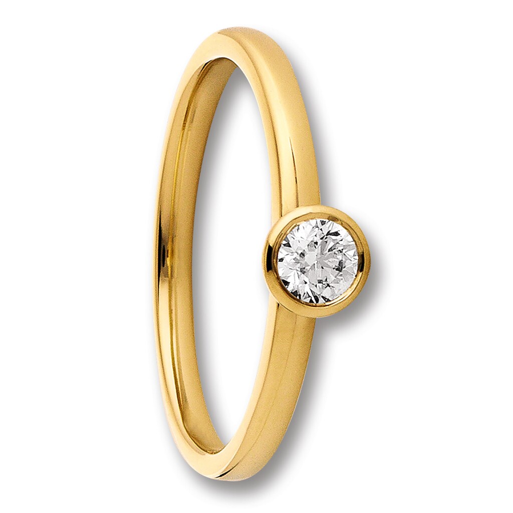 ONE ELEMENT Diamantring »0.25 ct Diamant Brillant Zarge Ring aus 750 Gelbgold«, Damen Gold Schmuck Zarge