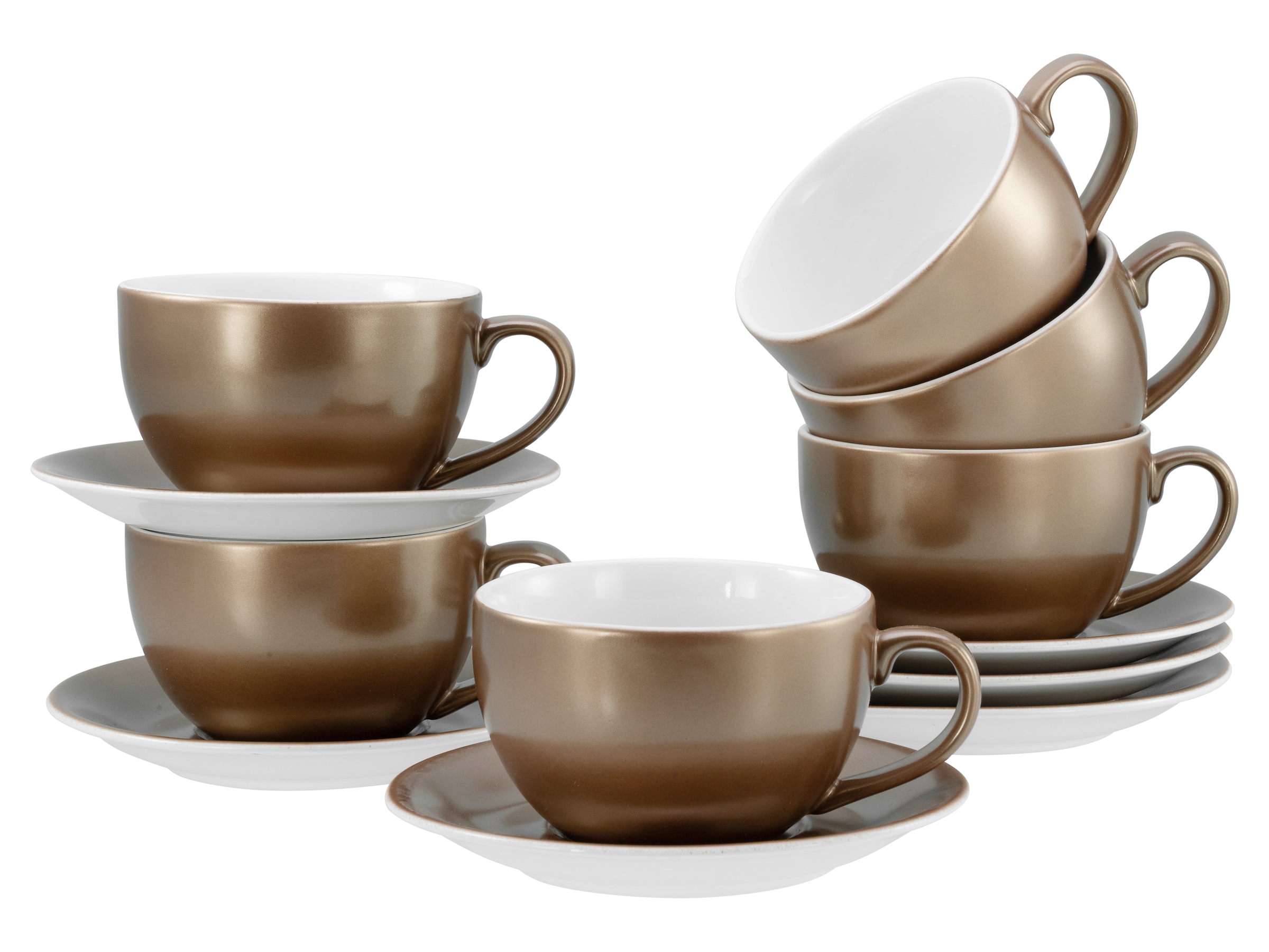 CreaTable Cappuccinotasse "Golden Days Weiß, Cappuccinoset, 12-tlg." Goldfa günstig online kaufen