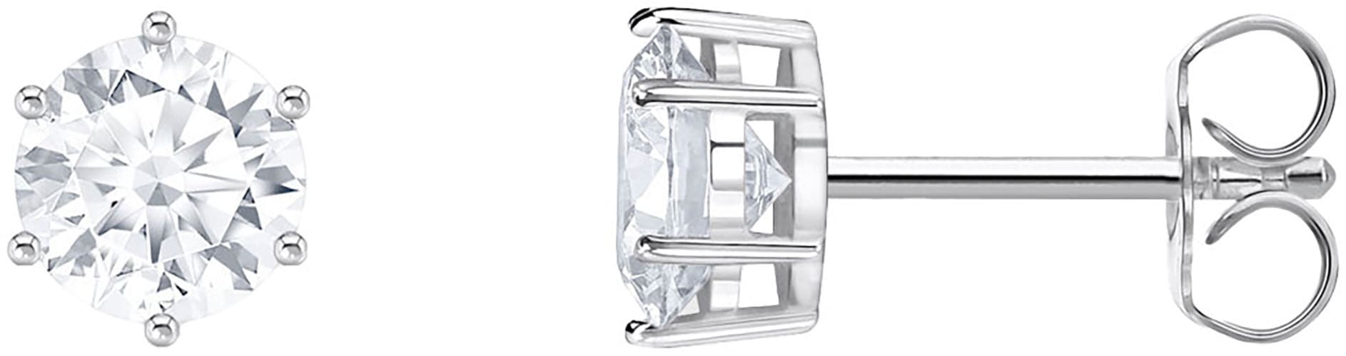 Paar Ohrstecker THOMAS SABO "Schmuck Silber 925 Ohrringe Solitär", silber (silberfarben, kristallweiß, kristallweiß), Ohrringe, Damen, 6mm, Silber 925 (recycelt), mit Zirkonia (synth.)