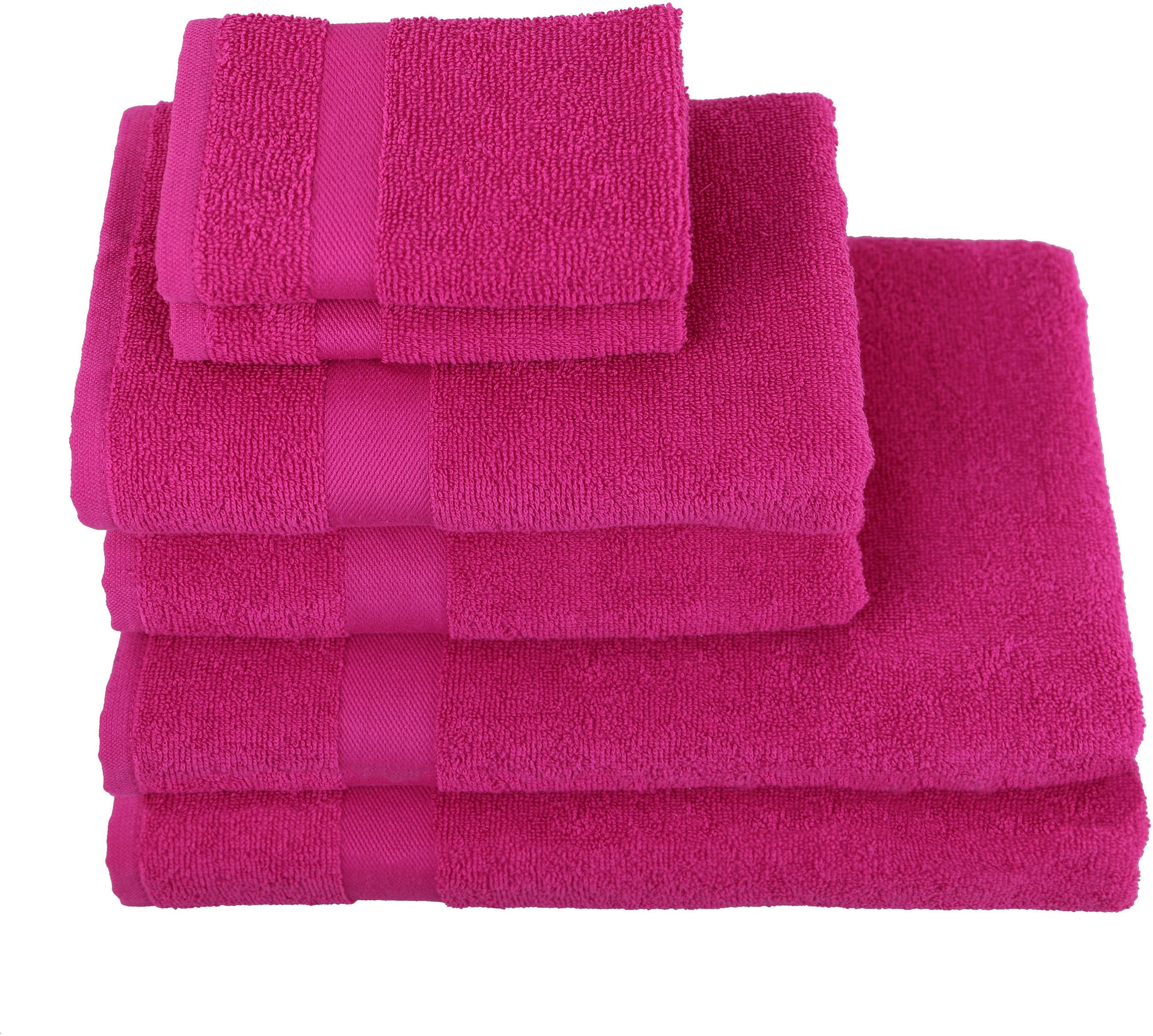 my home Handtuch Set »Nela«, Set, 6 tlg., Walkfrottier, mit Bordüre,  einfarbiges Handtuch-Set aus 100% Baumwolle auf Rechnung | BAUR