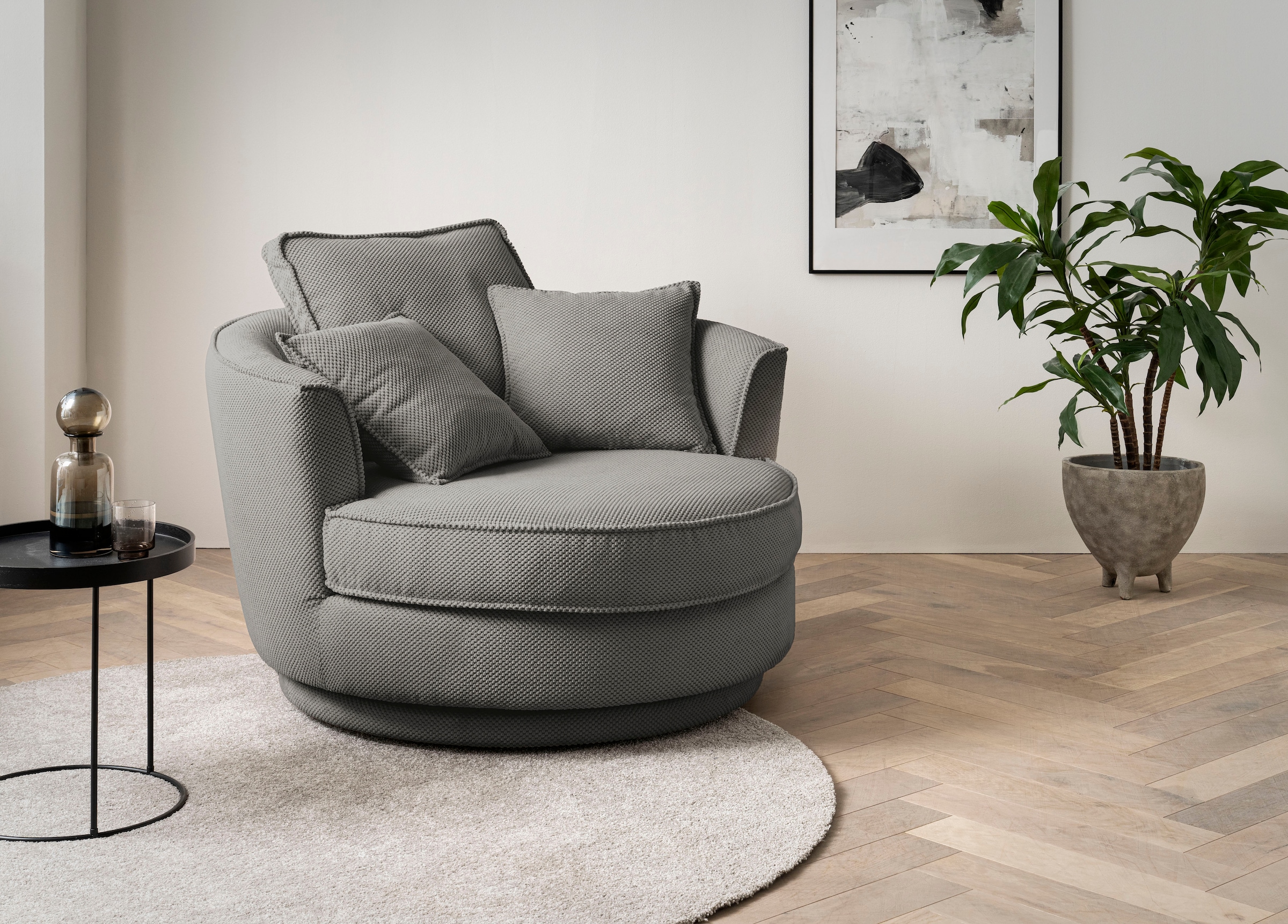 Leonique Drehsessel »MAISIE, Love Seat XXL, Lese-Sessel BIG-«, Sessel in MEGA CORD u. Web-Velours, 360 Grad drehbar