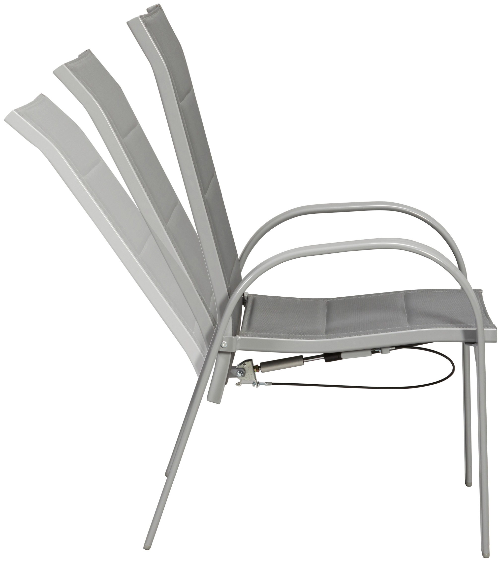 Gartensessel MERXX "Amalfi Deluxe Gasdruckfeder", grau, B:59cm H:107cm T:69cm, Obermaterial: 100% Polyester, Sessel, 2er Set, Alu/Textil, verstellbar 3