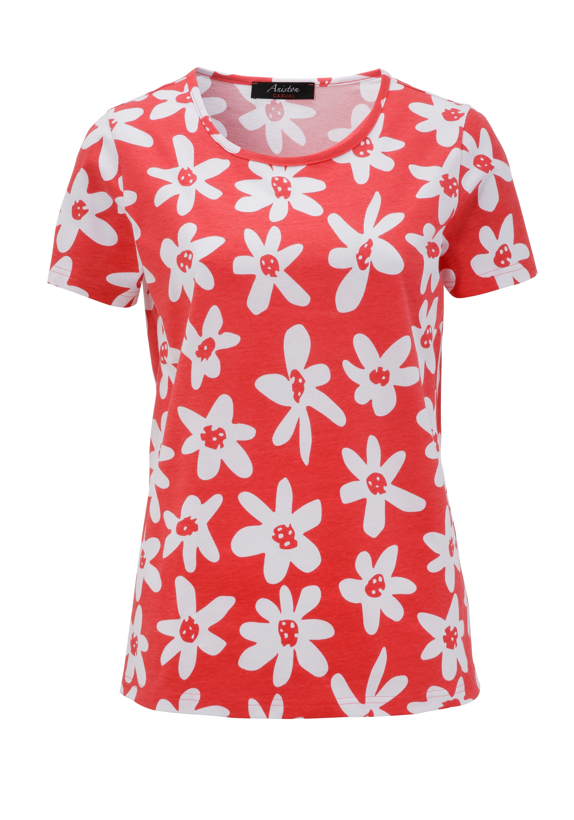 bunten bestellen Aniston online | bedruckt BAUR mit Blüten CASUAL T-Shirt, allover