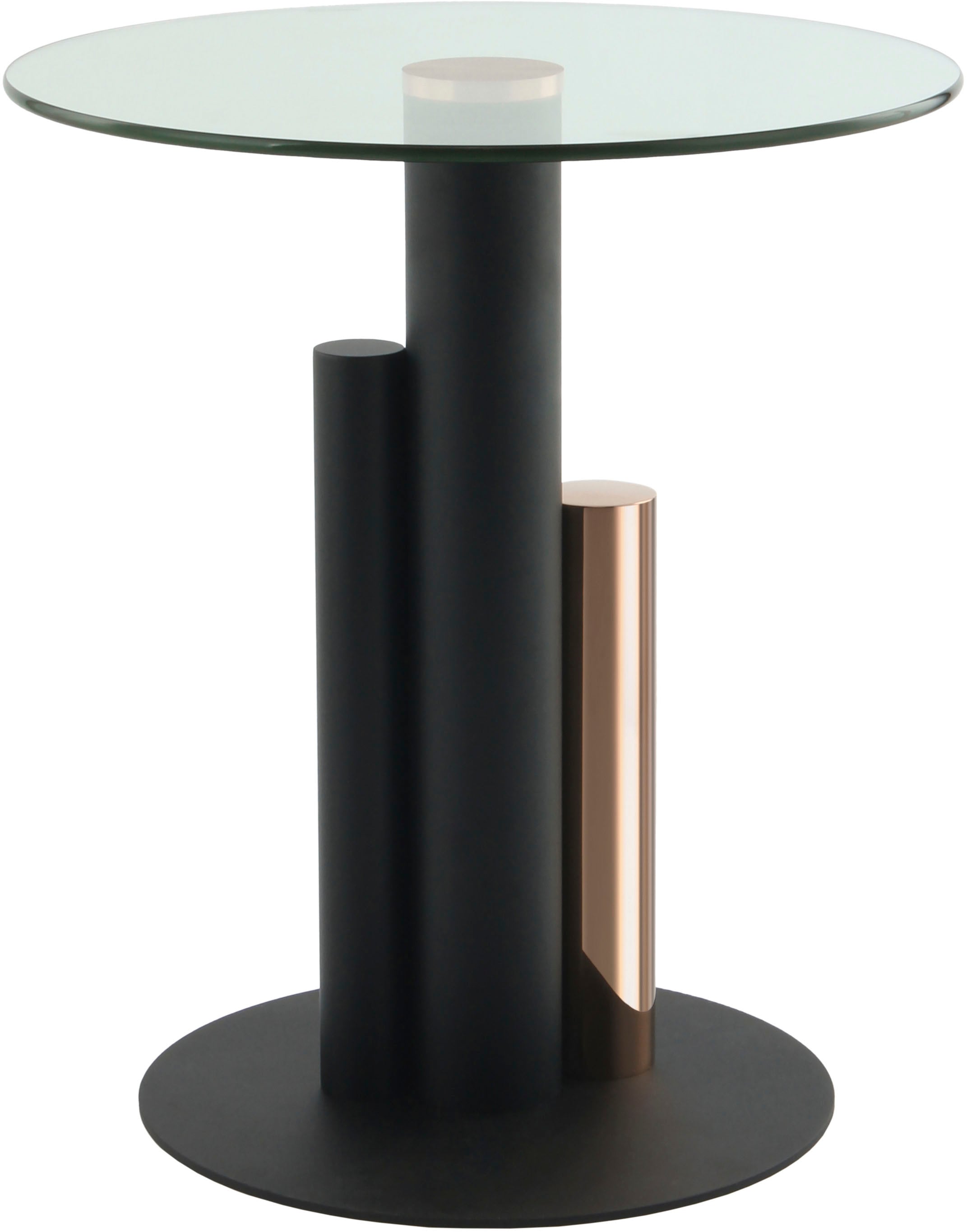 Kayoom Beistelltisch »Ontario 225, Runde Glasplatte aus Sicherheitsglas, 100% Edelstahl«, (1 St.), Modernes Design, zweifarbiges Säulengestell, Eyecatcher Element