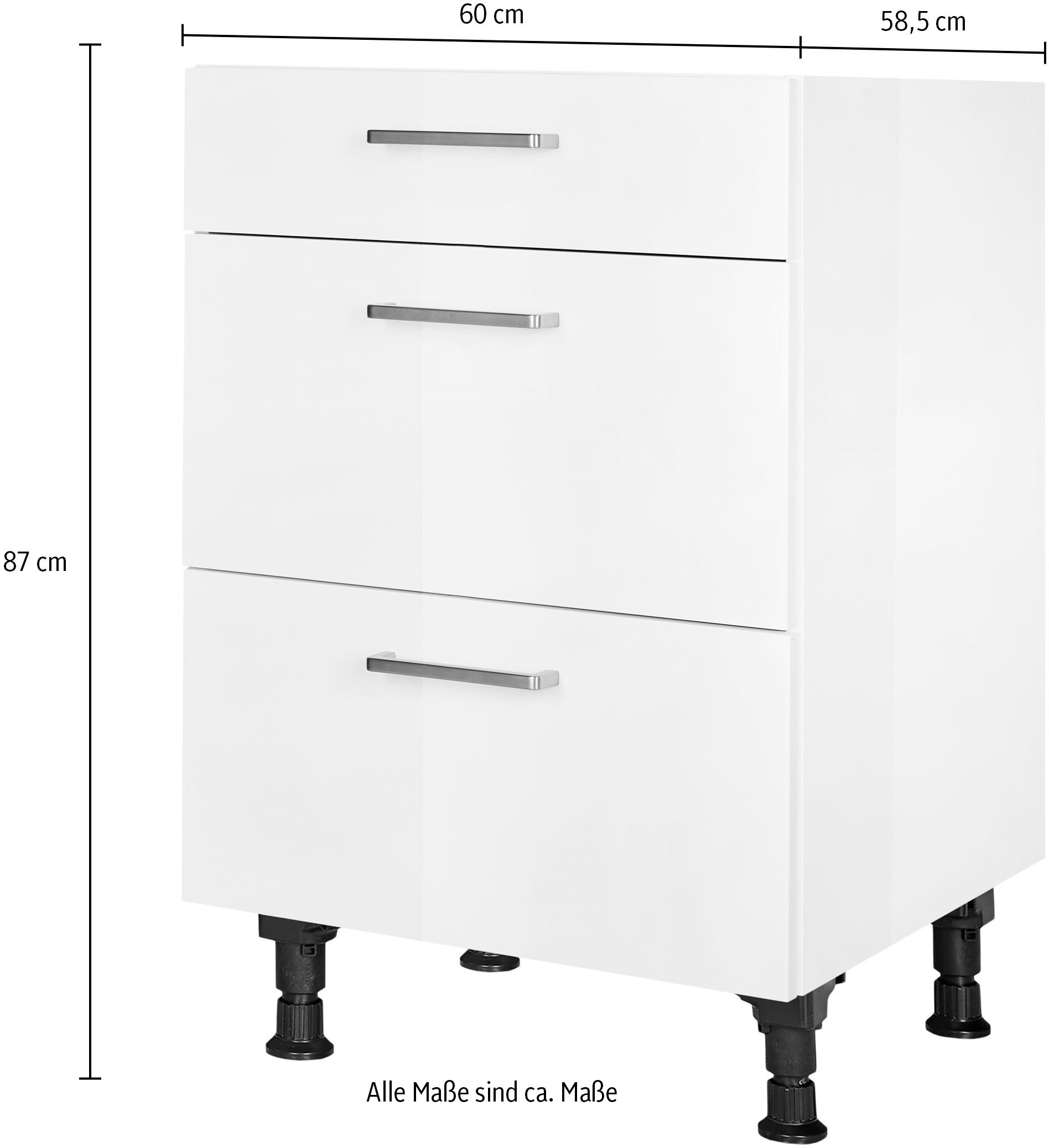 nobilia® Unterschrank »"Flash", vormontiert, mit höhenverstellbaren Sockelfüßen, in den«, Breiten 30, 45, 60 und 90 cm, mit Schubkasten und Auszügen