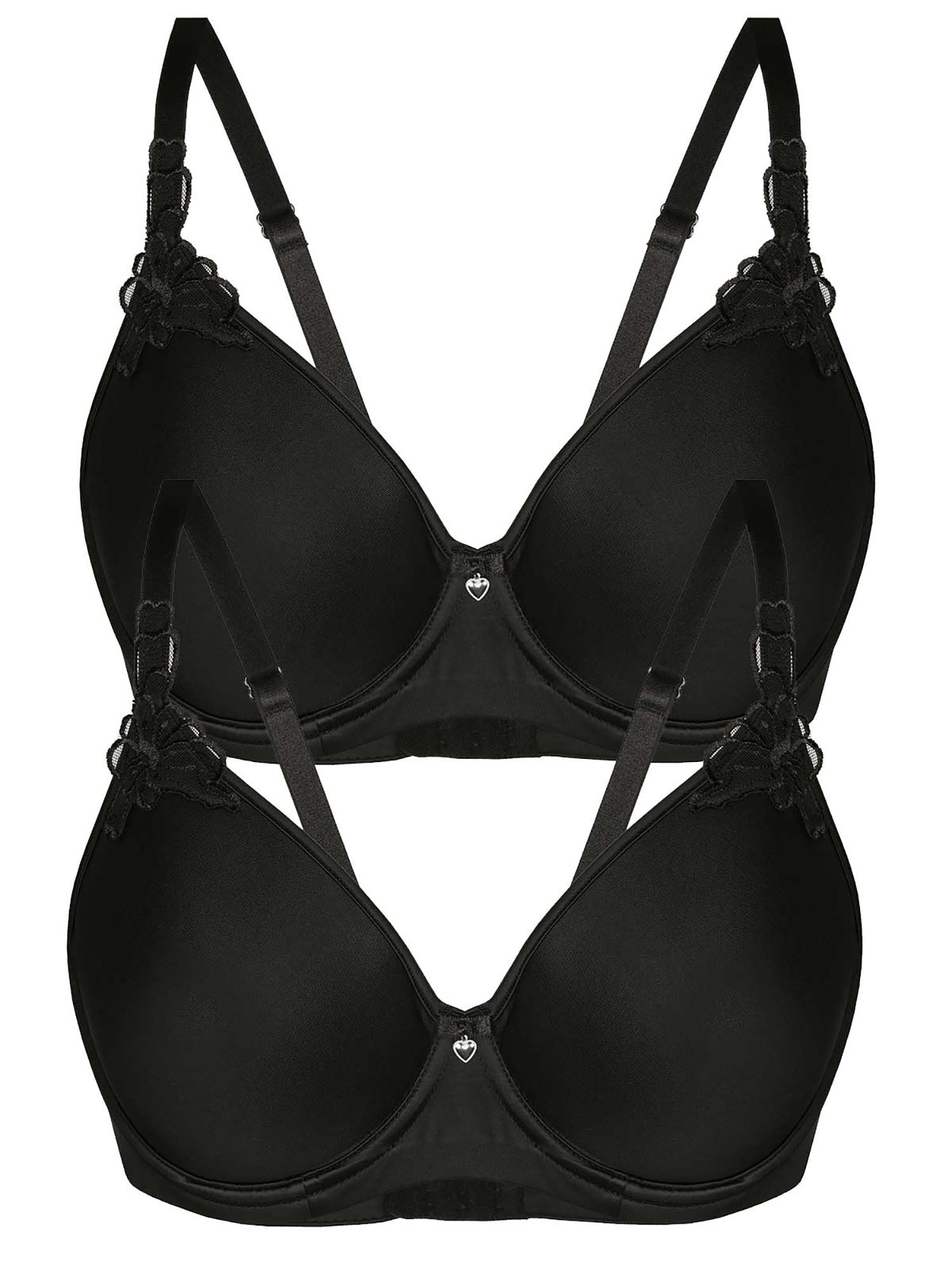 SASSA Damen T-Shirt-BH "2er Sparpack Spacer-BH CLASSIC LOOK", Gr. 85, schwarz, Stoff, Obermaterial: 78% Polyamid PA. 22% Elasthan EL., BHs