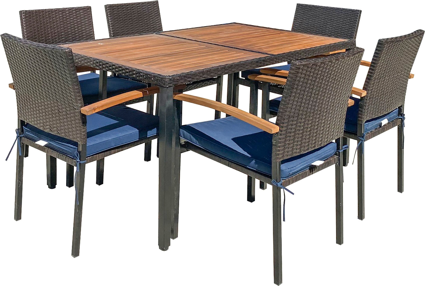 Garden Pleasure Garten-Essgruppe », Tischgruppe »BILBAO««, (Set), 6 Stühle, Tisch LxB: 150x90 cm, inkl Auflagen