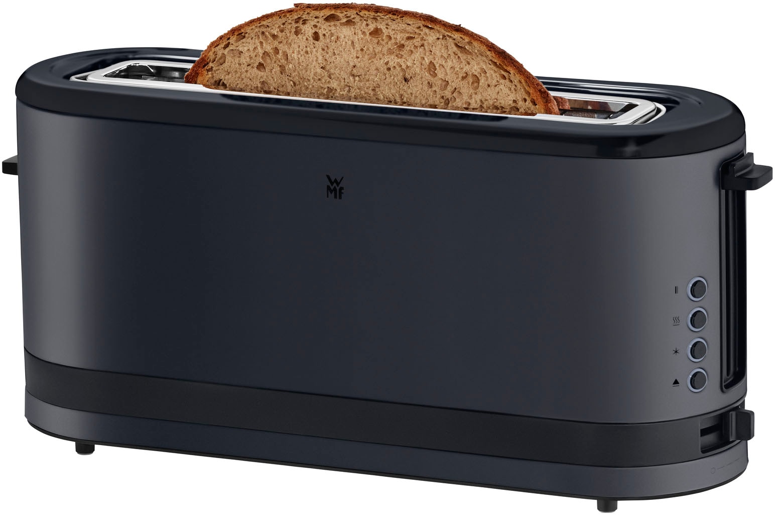 WMF Toaster »KÜCHENminis Deep Black, Lanschlitztoaster, mit Brötchenaufsatz«, 1 langer Schlitz, für 2 XXL-Toastscheiben, 900 W, 7 variable Bräunungsstufen, Brotzentrierung, Krümelschublade