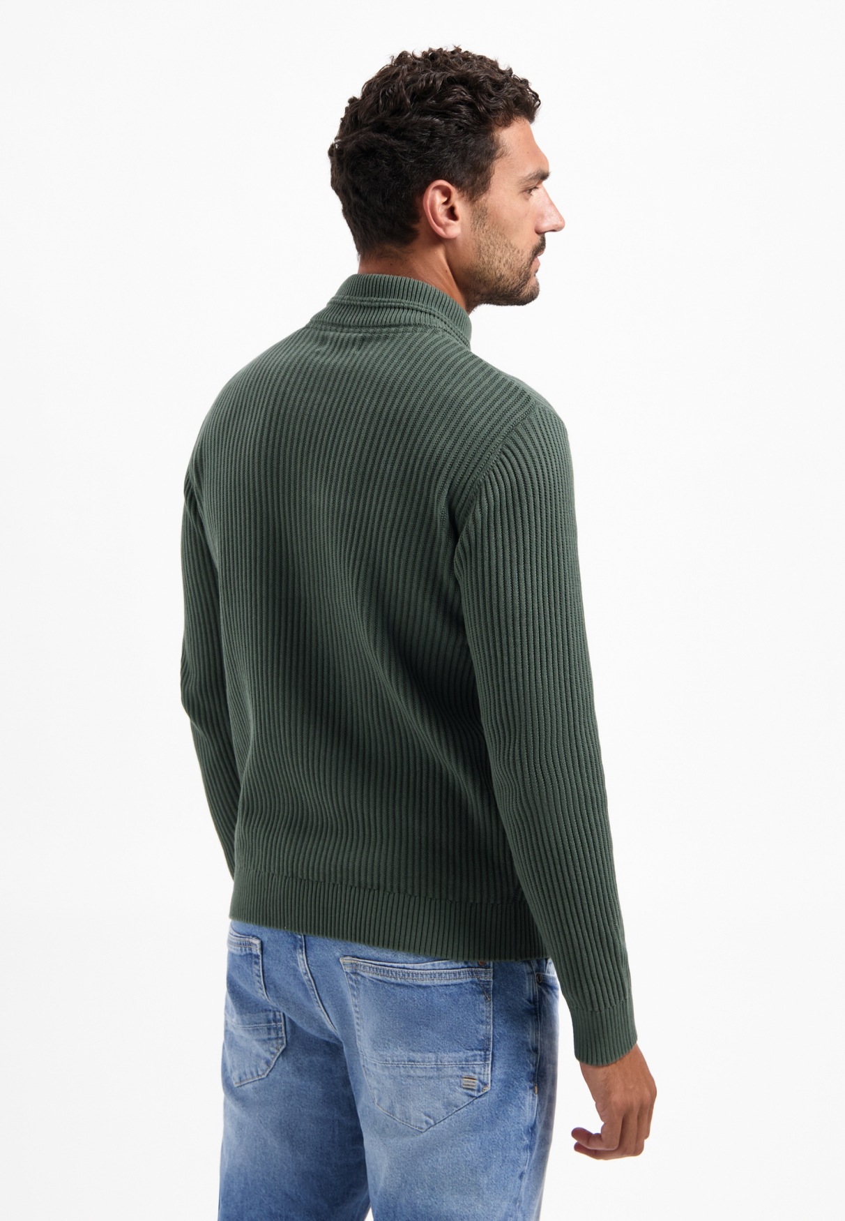 NO EXCESS Stehkragenpullover "No Excess Schwerer gerippter Strickpullover" günstig online kaufen