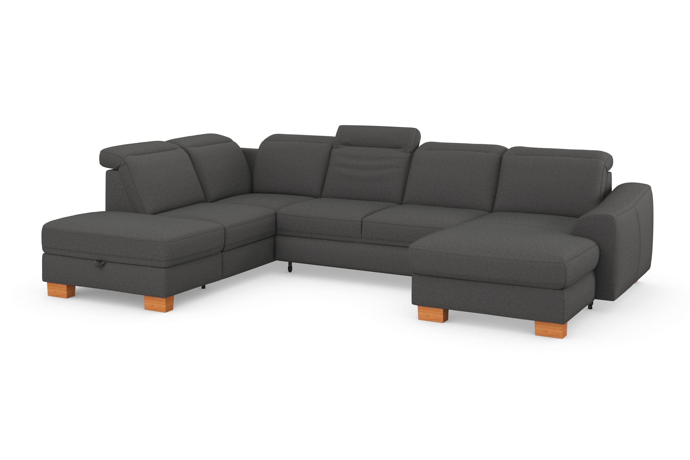 sit&more Wohnlandschaft »Dundee U-Form«, mit Federkern und Massivholzfüßen, wahlweise mit Kopfteilverstellung