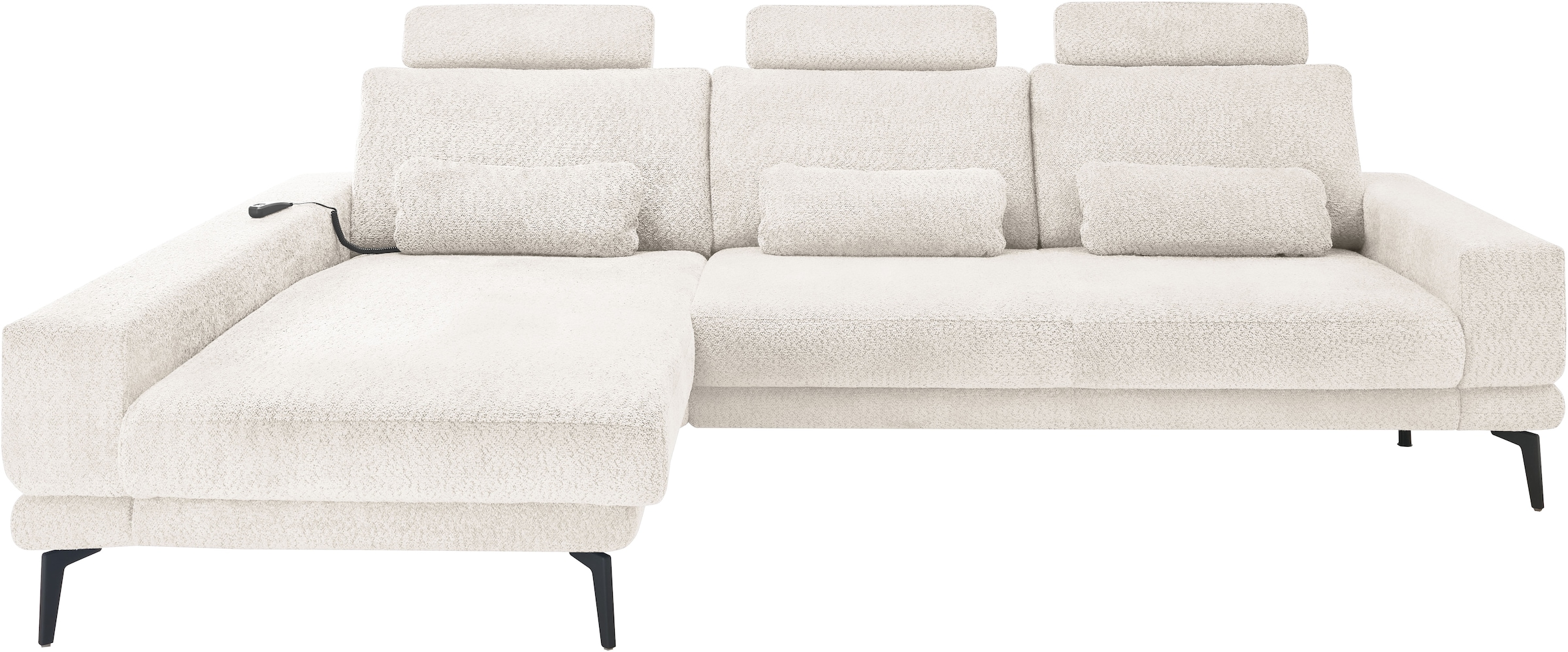 set one by Musterring Ecksofa "SO 3600, inkl motor. Sitztiefenverstellung, Kopfstützen, Nierenkissen" Sitzhöhe 44 cm, Kaltschaum, Breite 293 x Tiefe 180 cm, Kama natur