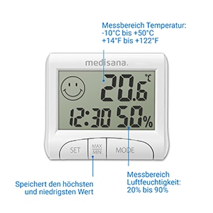 Medisana Innenwetterstation »HG 100« () Innenwetterstation mit Anzeige von Luftfeuchtigkeit und Raumtemperatur