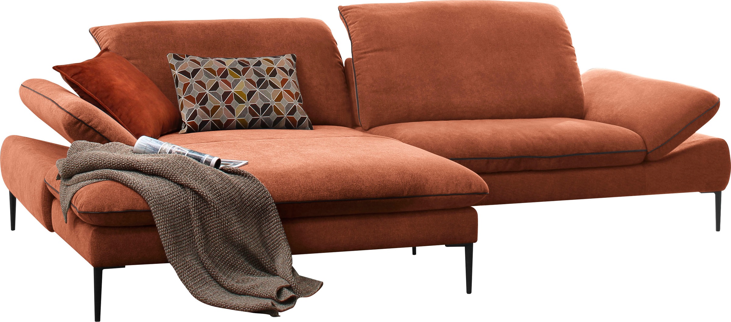 W.SCHILLIG Ecksofa "enjoy&MORE", in Living coral, Füße schwarz pulverbeschi günstig online kaufen