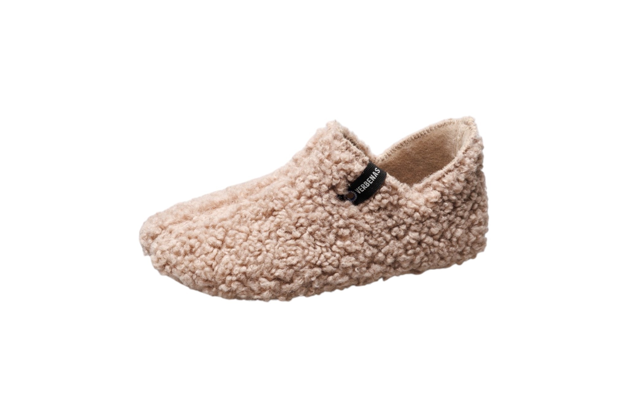 VERBENAS Hausschuh "YOI CURLY" Hüttenschuh, Homeslipper, Wohlfühlschuh mit Logo-Schriftzug