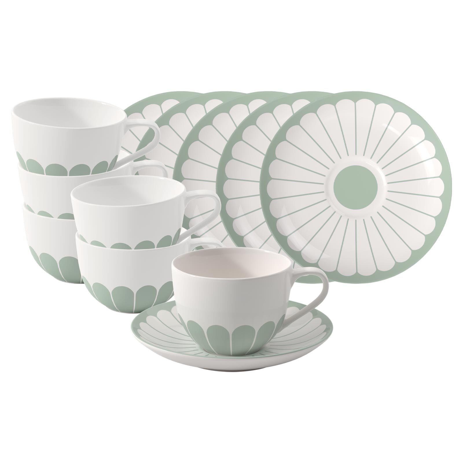 Villeroy & Boch Tasse "Cappuccinotassen mit Untertassen Fleur Couleur 300 ml 6er Set" Spülmaschinenfest, Mikrowellensicher
