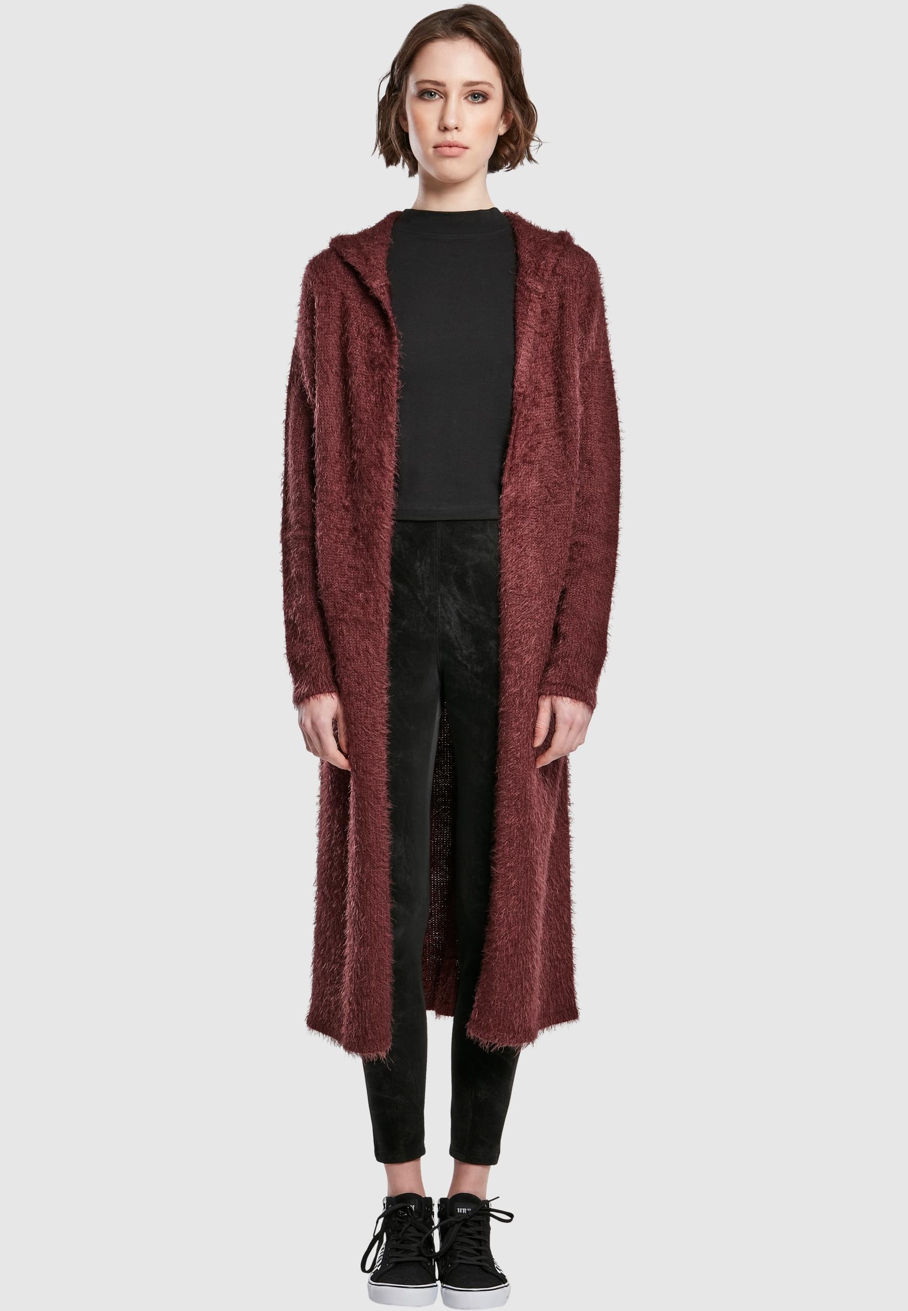 URBAN CLASSICS Strickjacke »Urban Classics Damen Ladies Hooded Feather Cardigan«