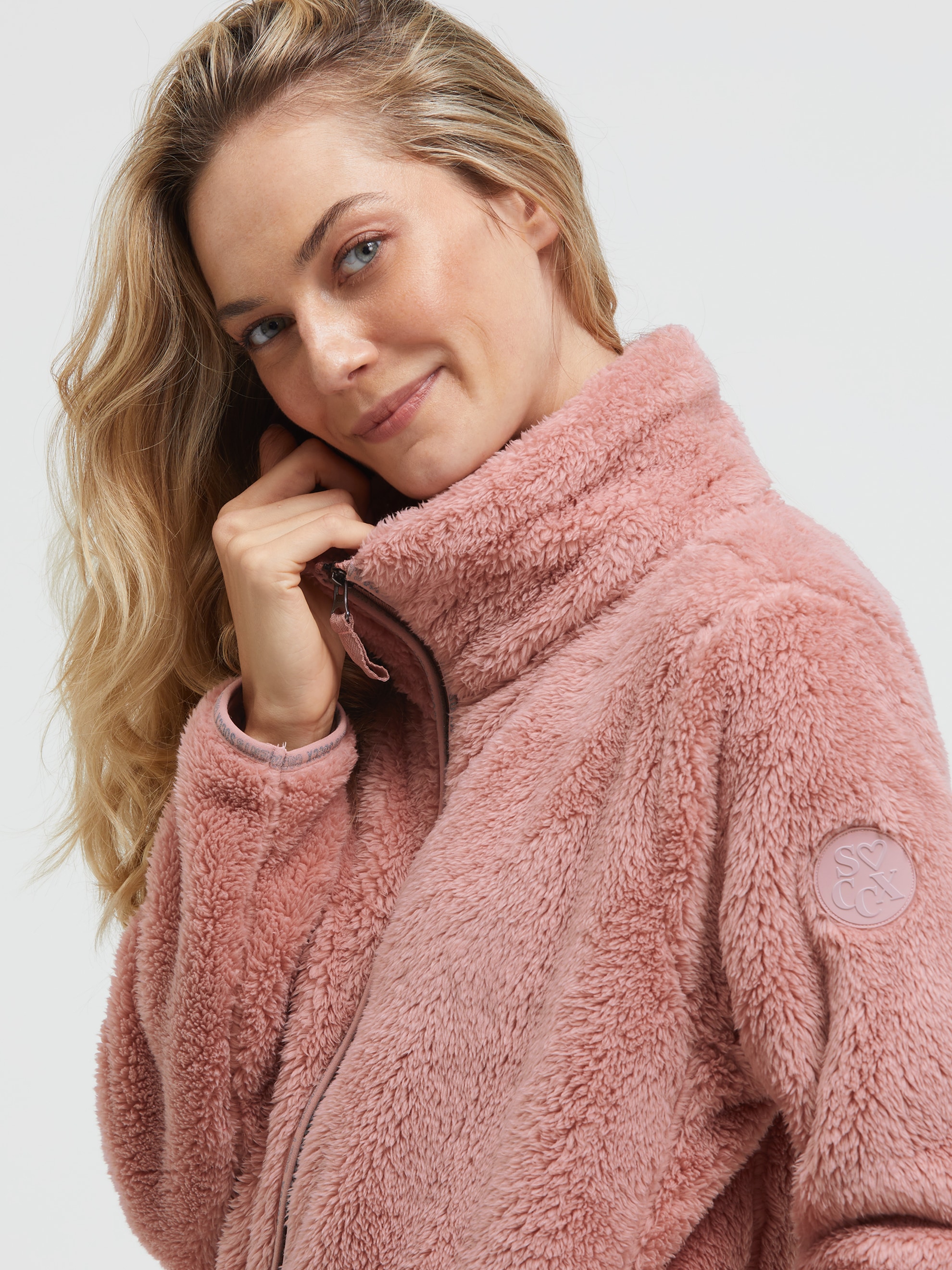 SOCCX Fleecejacke ohne Kapuze mit Stehkragen