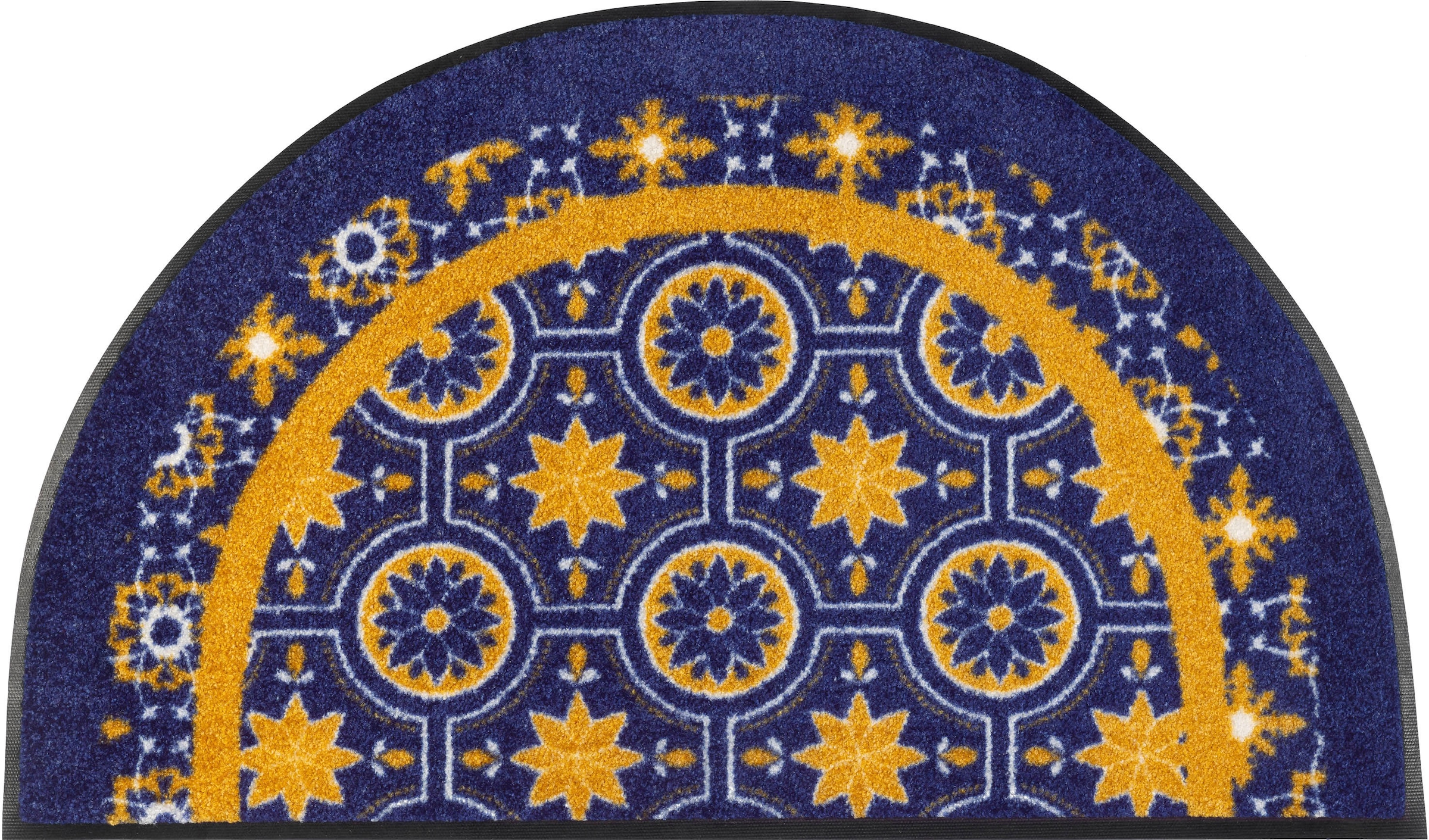 wash+dry by Kleen-Tex Fußmatte »Round Azulejo«, halbrund, Schmutzfangmatte,  In- und Outdoor geeignet, waschbar | BAUR