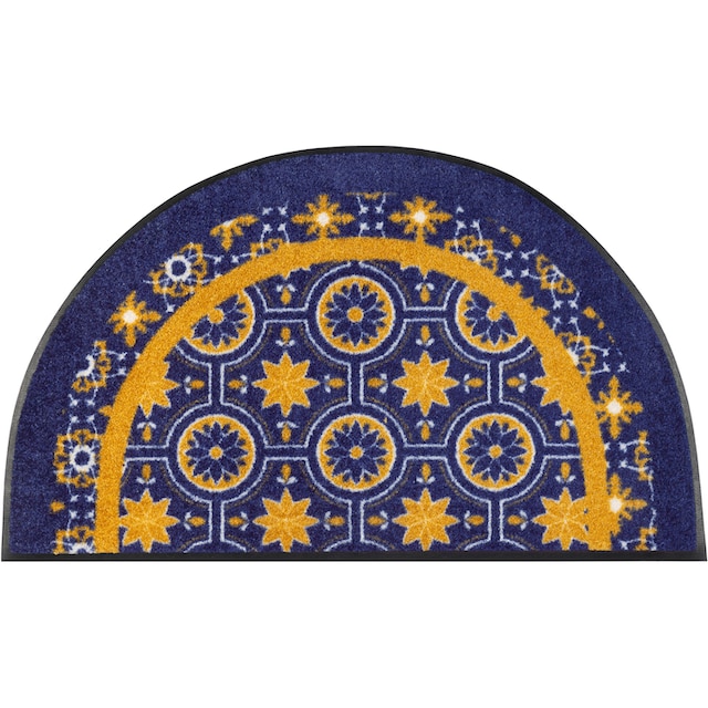 wash+dry by Kleen-Tex Fußmatte »Round Azulejo«, halbrund, Schmutzfangmatte,  In- und Outdoor geeignet, waschbar | BAUR