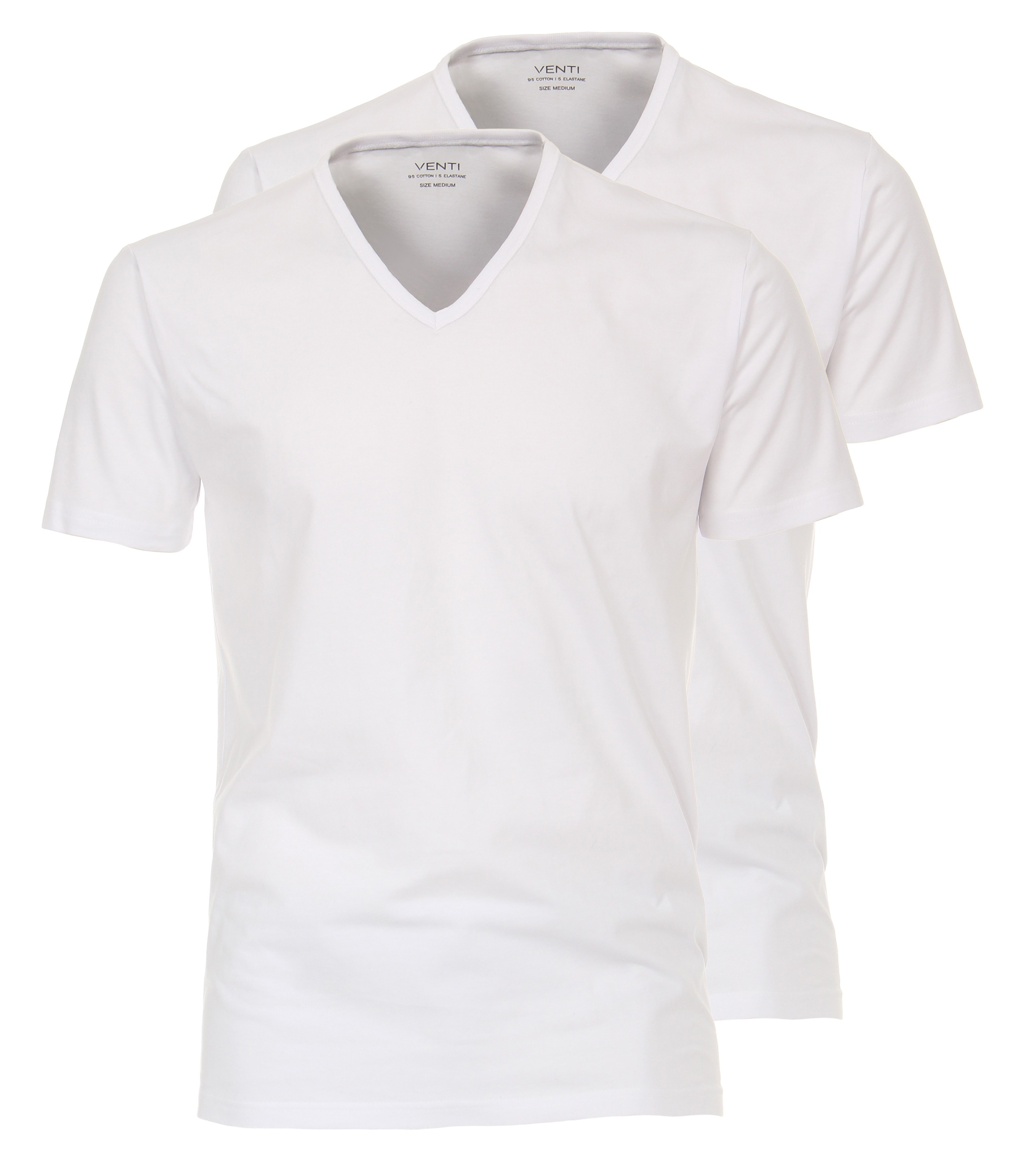 T-Shirt VENTI "VENTI T-Shirt Doppelpack uni", Herren, Gr. S, weiß, 95% Baumwolle, 5% Elasthan, Shirts T-Shirt