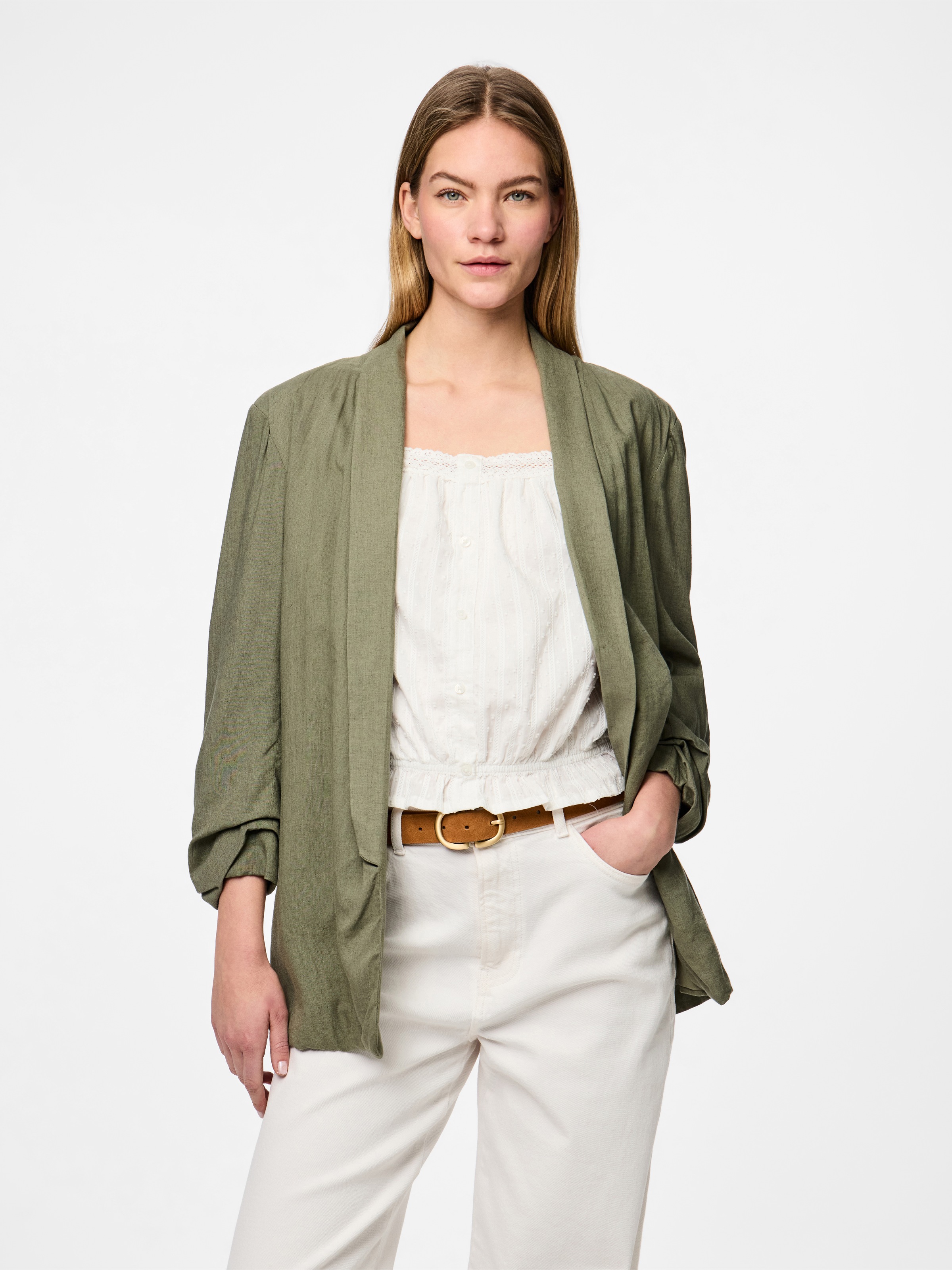 pieces Longblazer "PCPIA BOSELLA BLAZER WVN NOOS", mit Leinen günstig online kaufen