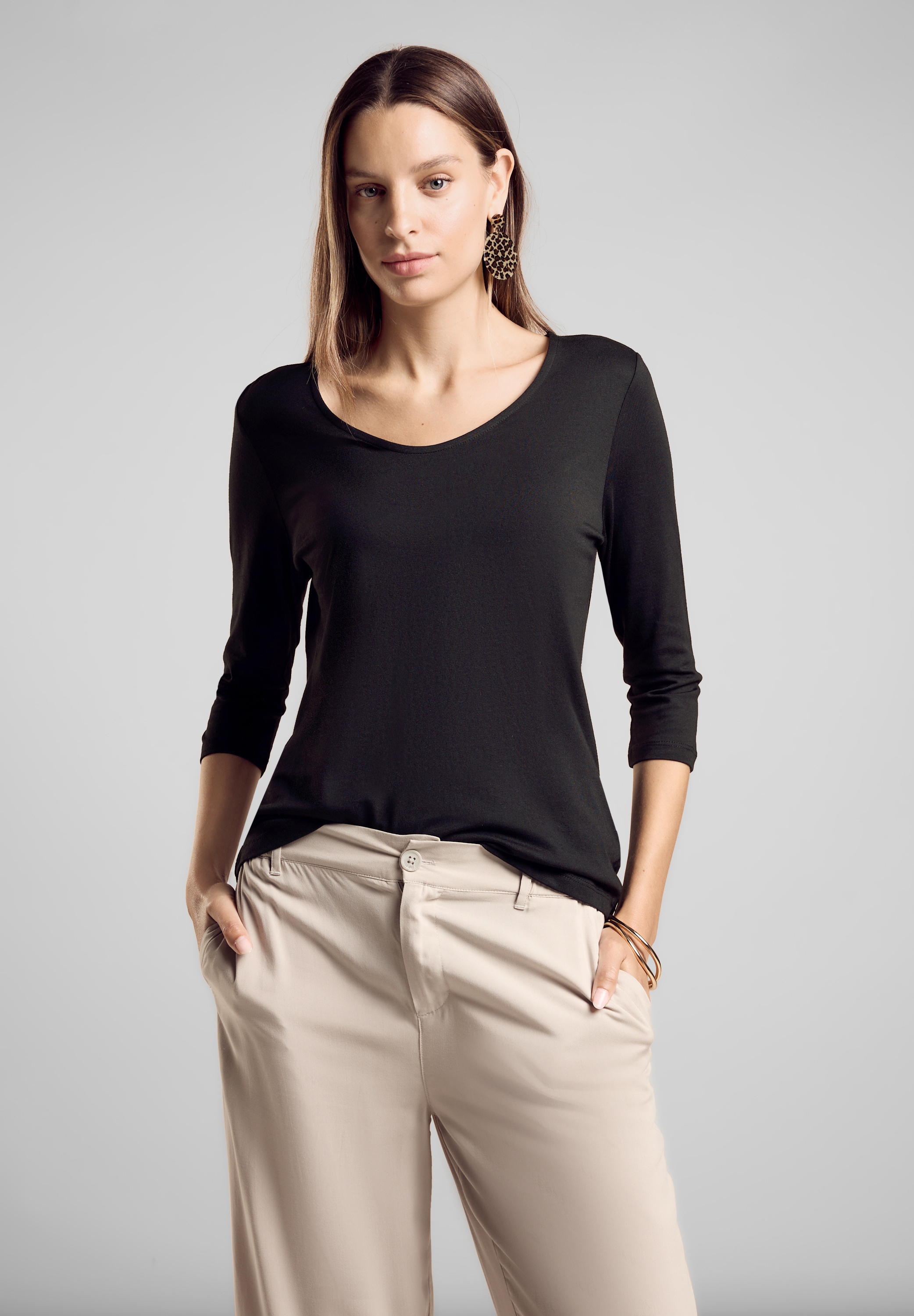 3/4-Arm-Shirt, im soften Baumwoll-Mix