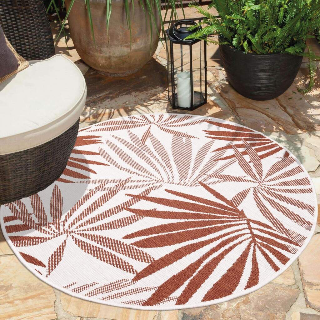 Carpet City Outdoorteppich "DUO RUG 5771", rund, 5 mm Höhe, Wendeteppich Wetterfest In- & Outdoor, Balkon, Terrasse, Woh