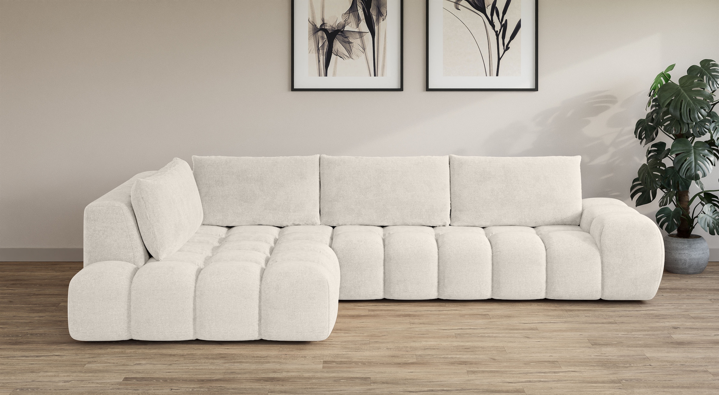 OTTO home Ecksofa "AZITA L-Form, XXL 352 cm Designsofa in Bubble-Opitk" los günstig online kaufen