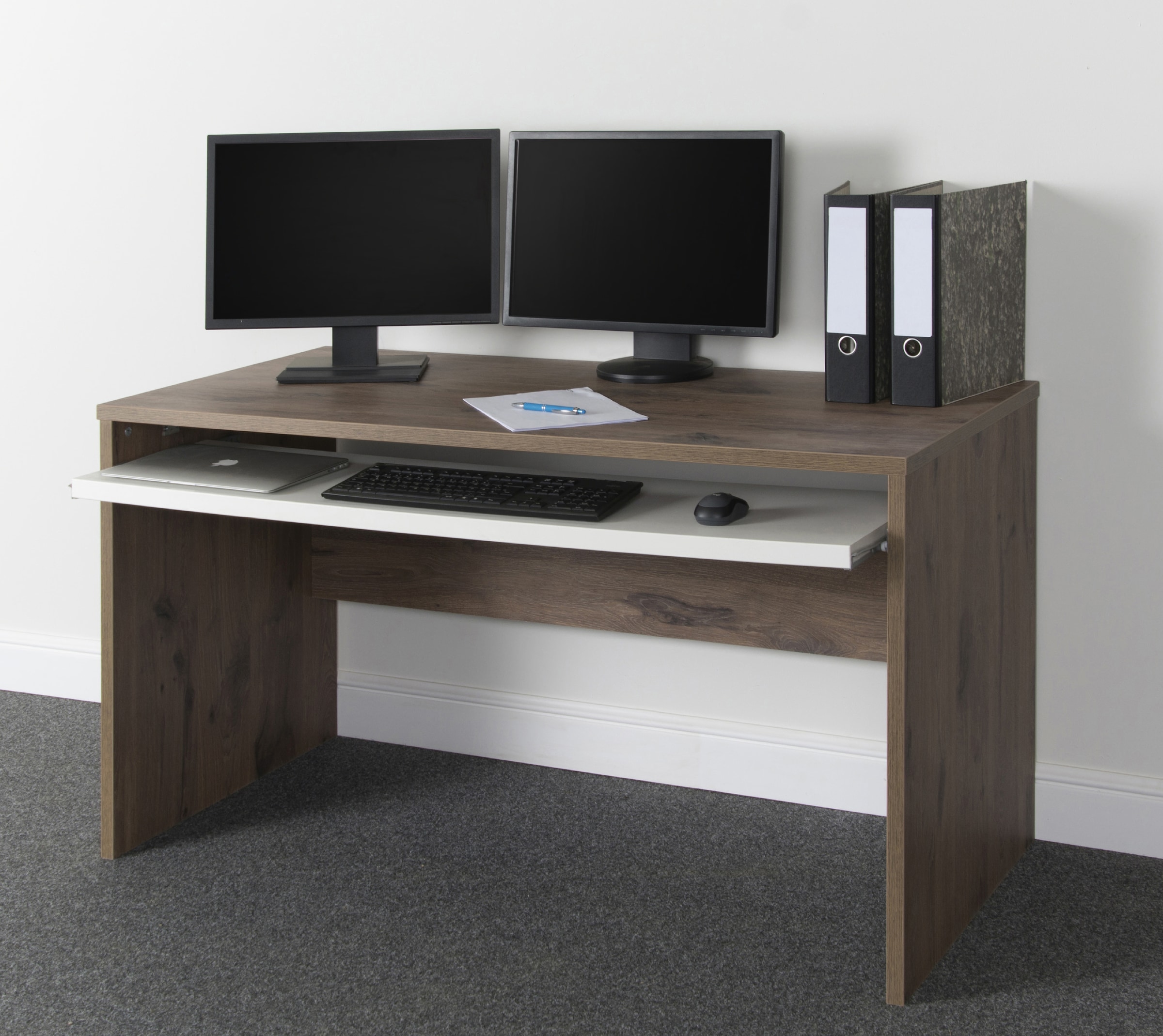 VOGL Möbelfabrik Schreibtisch »Barrie«, 2-farbiger Tablarauszug, Breite 160 cm, Made in Germany