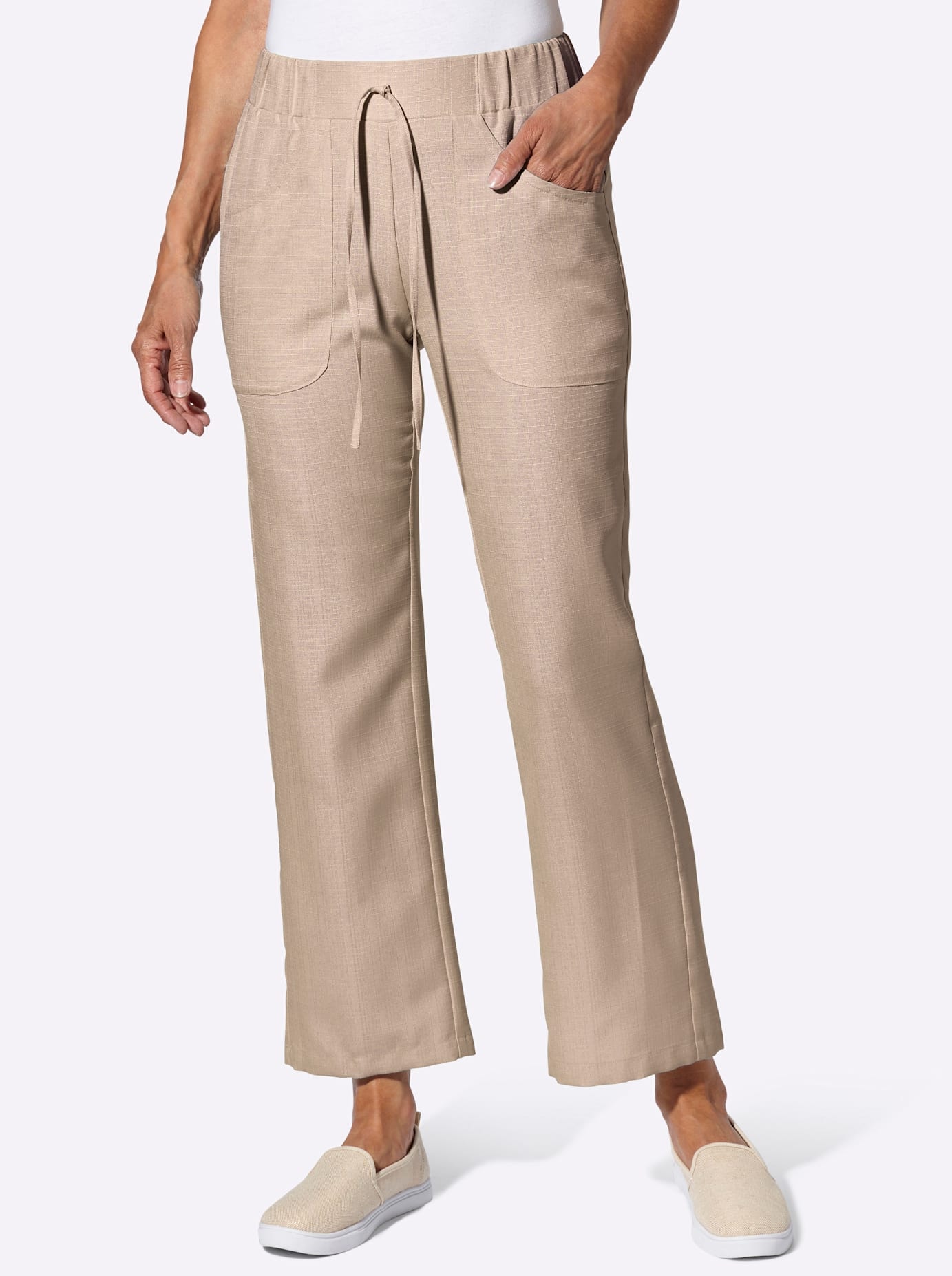 Schlupfhose CLASSIC BASICS, Damen, Gr. 46, Normalgrößen, beige, 100% Polyester, unifarben, Hosen Schlupfhose