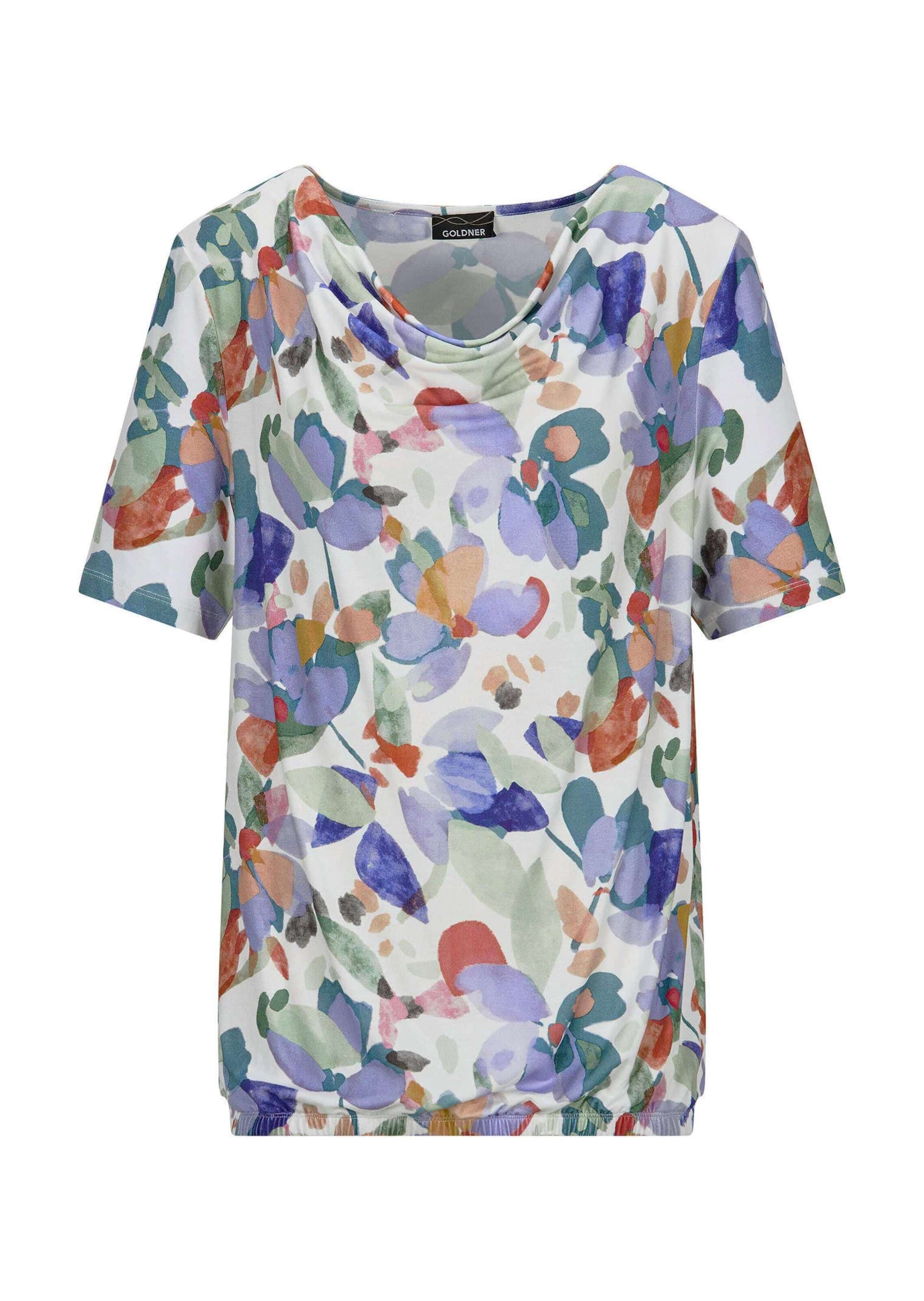 GOLDNER "Kurzgröße Cityshirt mit floralem Print" stretchbequemer Viskosejersey