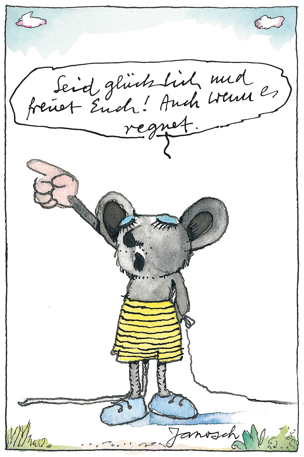 LuckyLinde Leinwandbild »Die kleine Maus - Seid glücklich…« Figuren | Filmfiguren | Motivationsbilder | Mäuse | Schriftzug | Sprüche | Tiere | little star 1 Stk. tlg. Exklusive JANOSCH Kindermotive