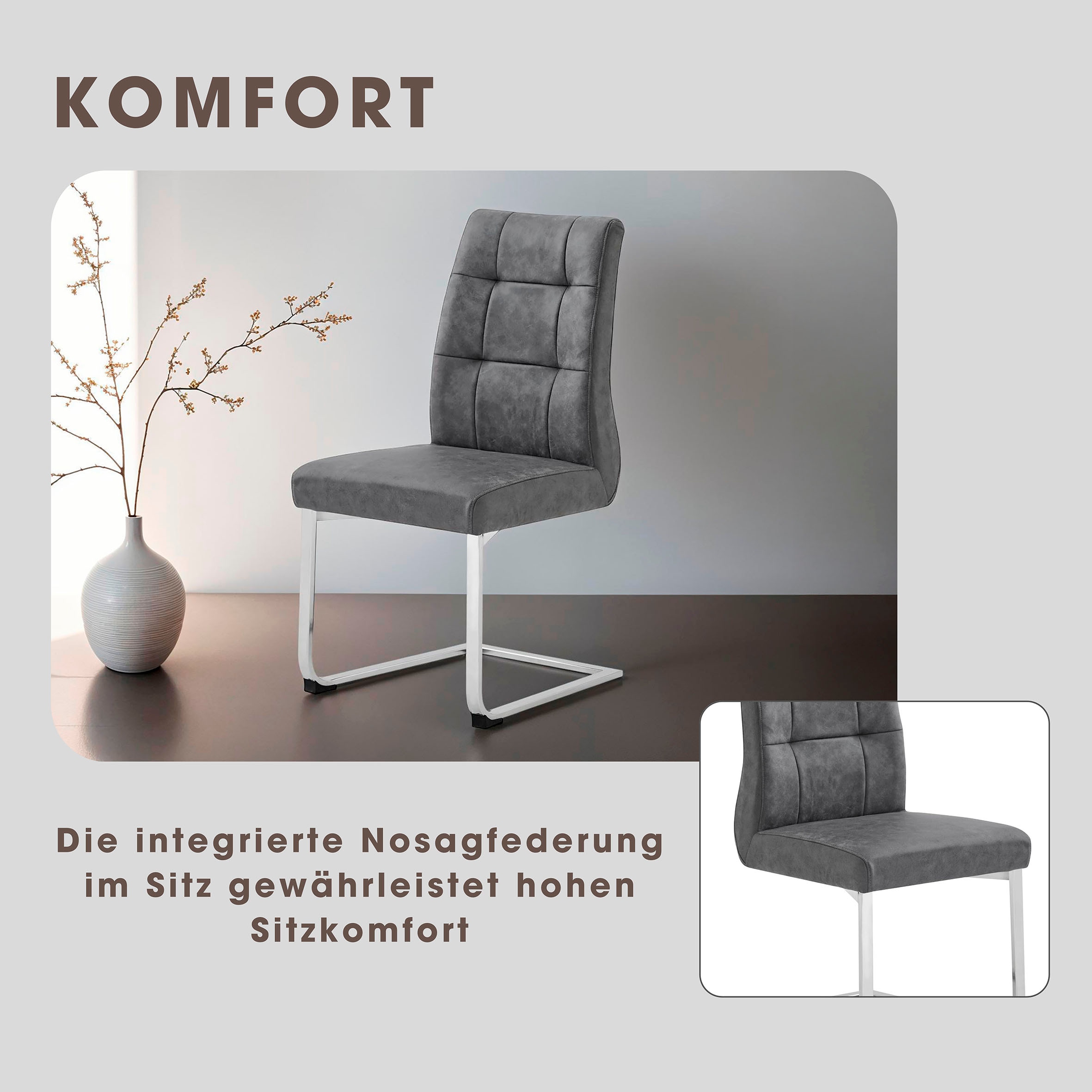 byLIVING Esszimmerstuhl »Marlen XXL«, (Set), 2 St., Microfaser, bis zu 150 kg belastbar, Vintage-Bezug, Freischwinger