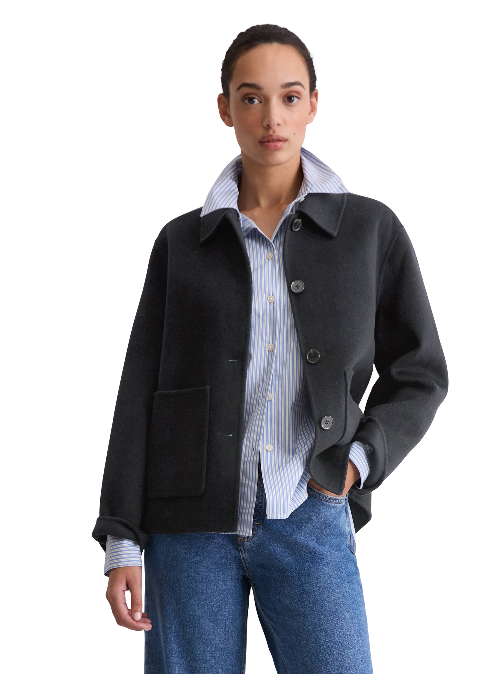 Marc OPolo Hemdjacke "regular fit aus edlem Woll-Doubleface" günstig online kaufen