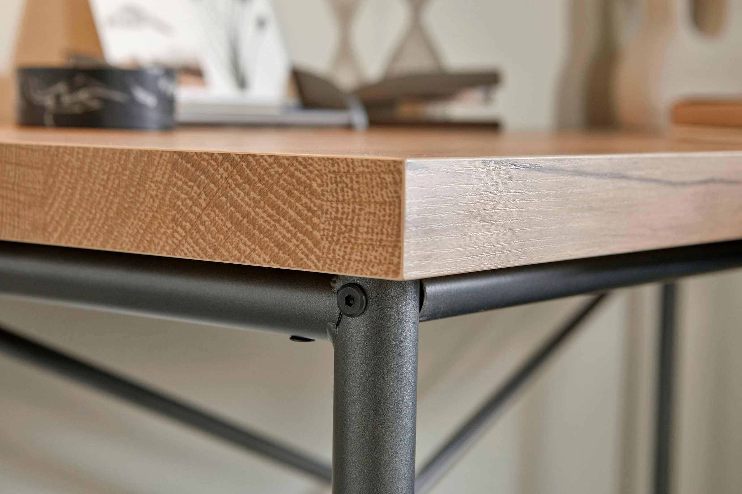 Jahnke Schreibtisch »CRAFT«, Schreibtisch im Industrie-Design, wechselseitig montierbar