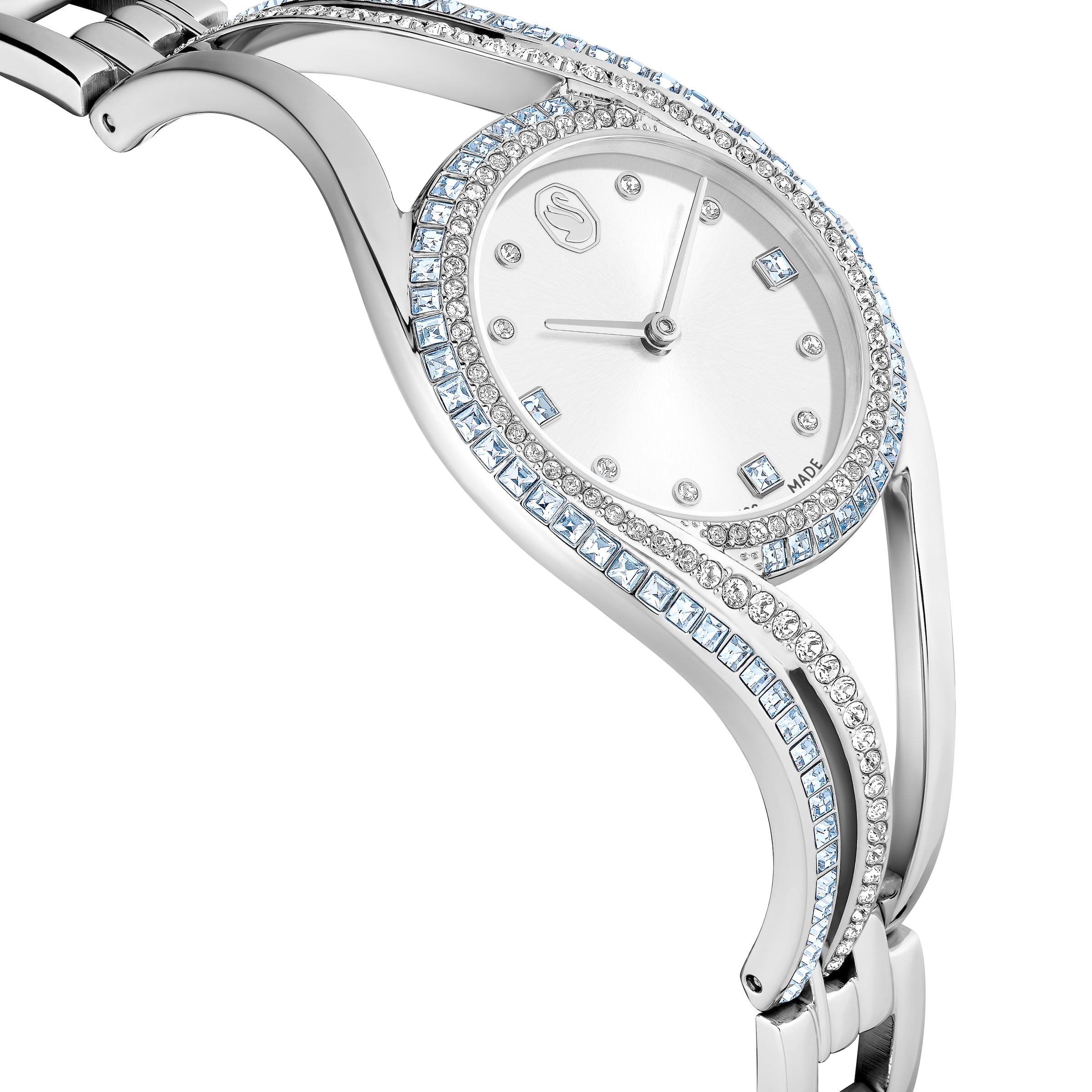 Swarovski Quarzuhr »HYPERBOLA BANGLE«, Armbanduhr, Damenuhr, Swiss Made, Edelstahlarmband, analog