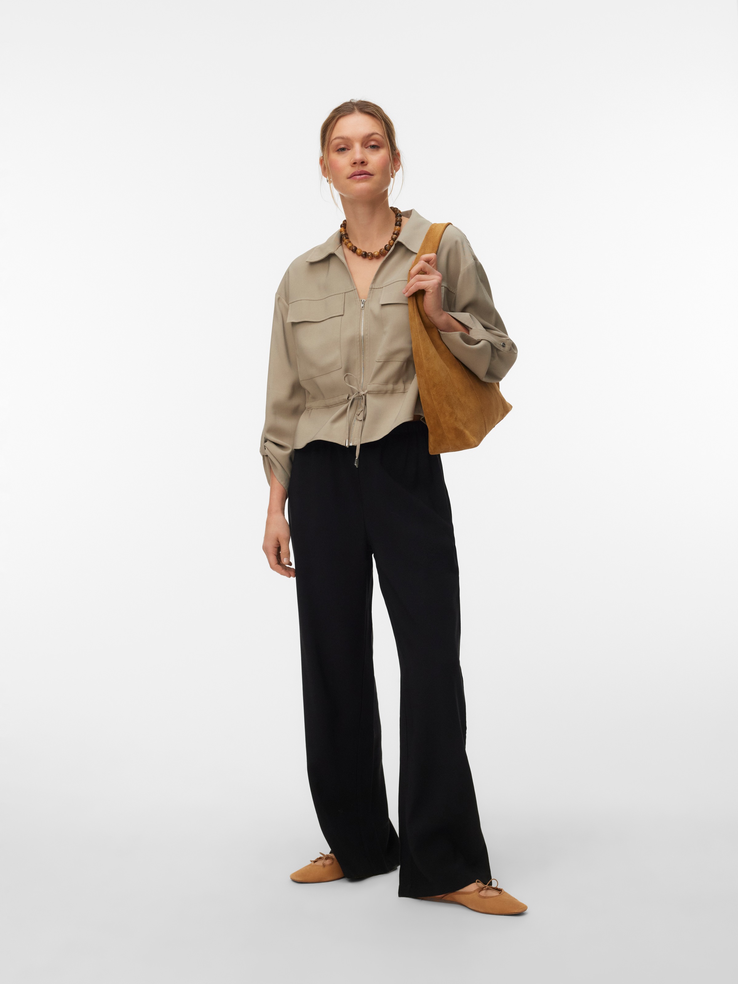 Vero Moda Langarmbluse »VMKATIE LS SHIRT WVN NOOS« Materialmix