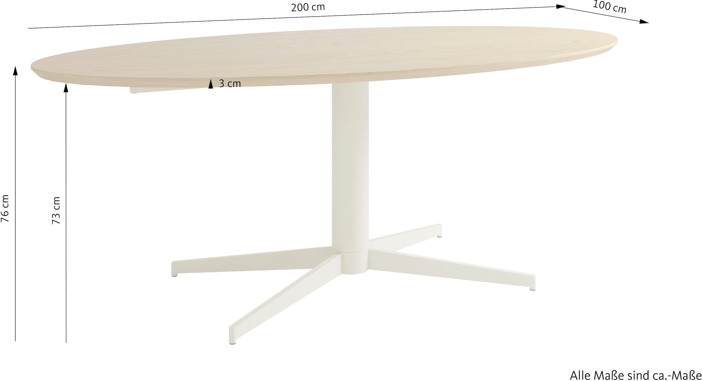 SCHÖNER WOHNEN-Kollektion Esstisch »FEVIK« 1 Stk. tlg. in 160 cm oder 200 cm, mit Schweizer Kante und Stativuntergestell