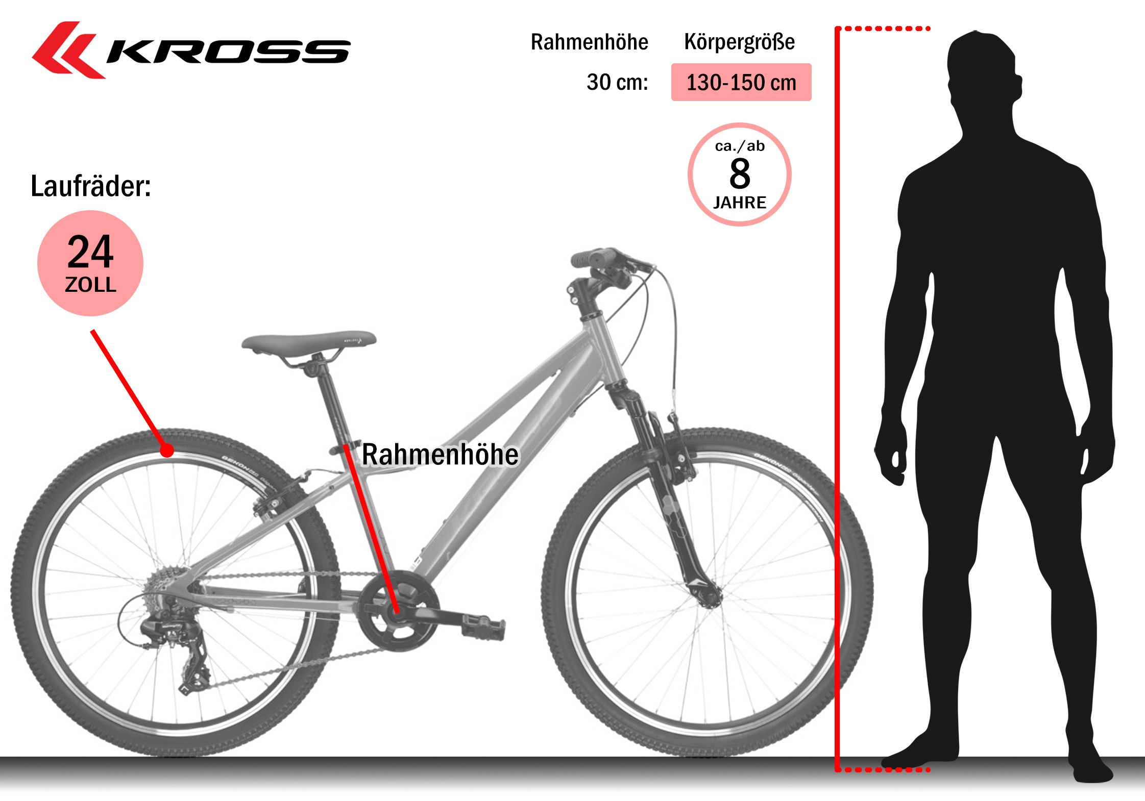 Kross Kinderfahrrad »KROSS Kinderad 24" Hexagon JR 1.0 Blau 8 Gänge« 8 Gang Shimano TOURNEY TX800 Schaltwerk Kettenschaltung