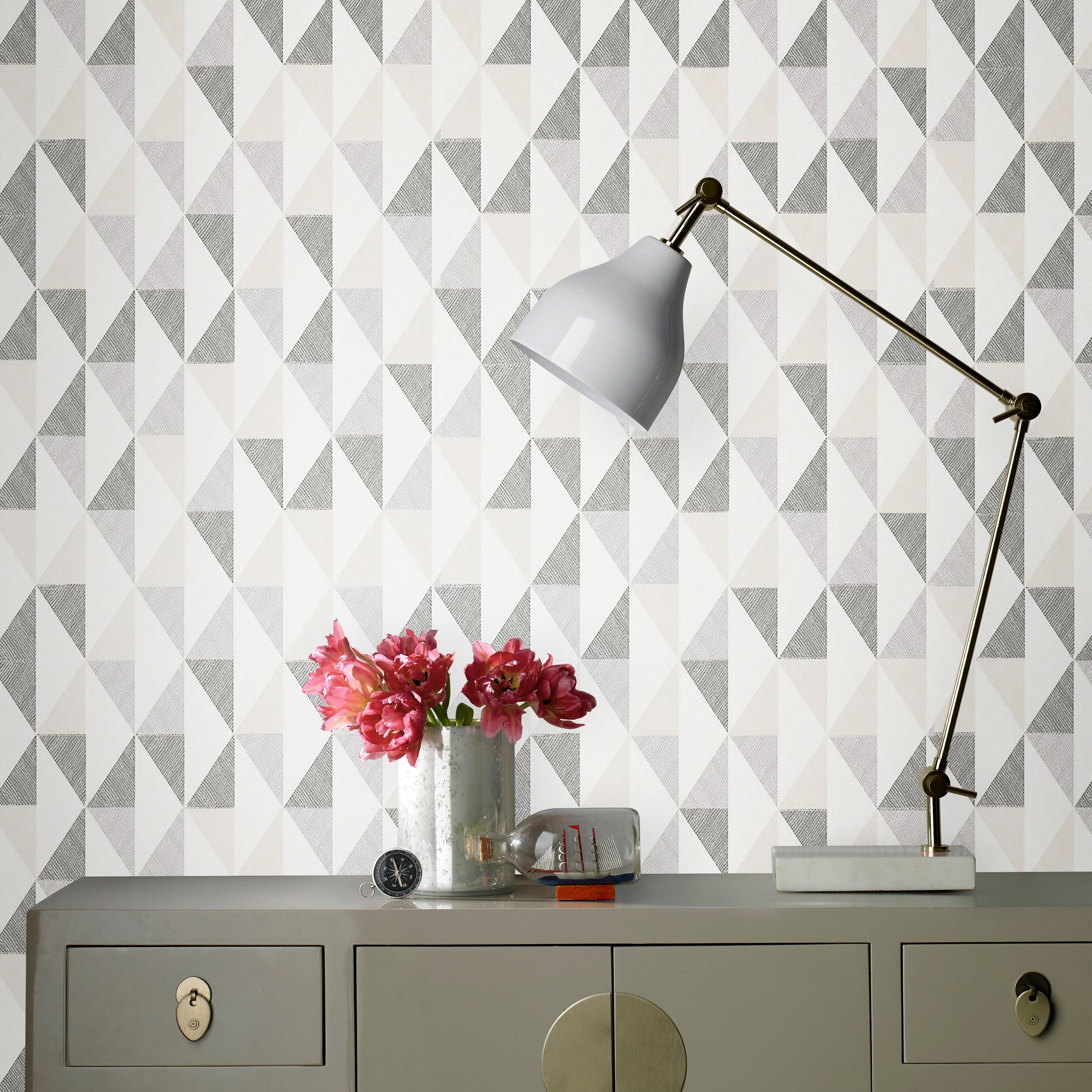WOW Vliestapete »Geometrisch Leinen«, geometrisch, Grau/Weiß - 1005x52 cm