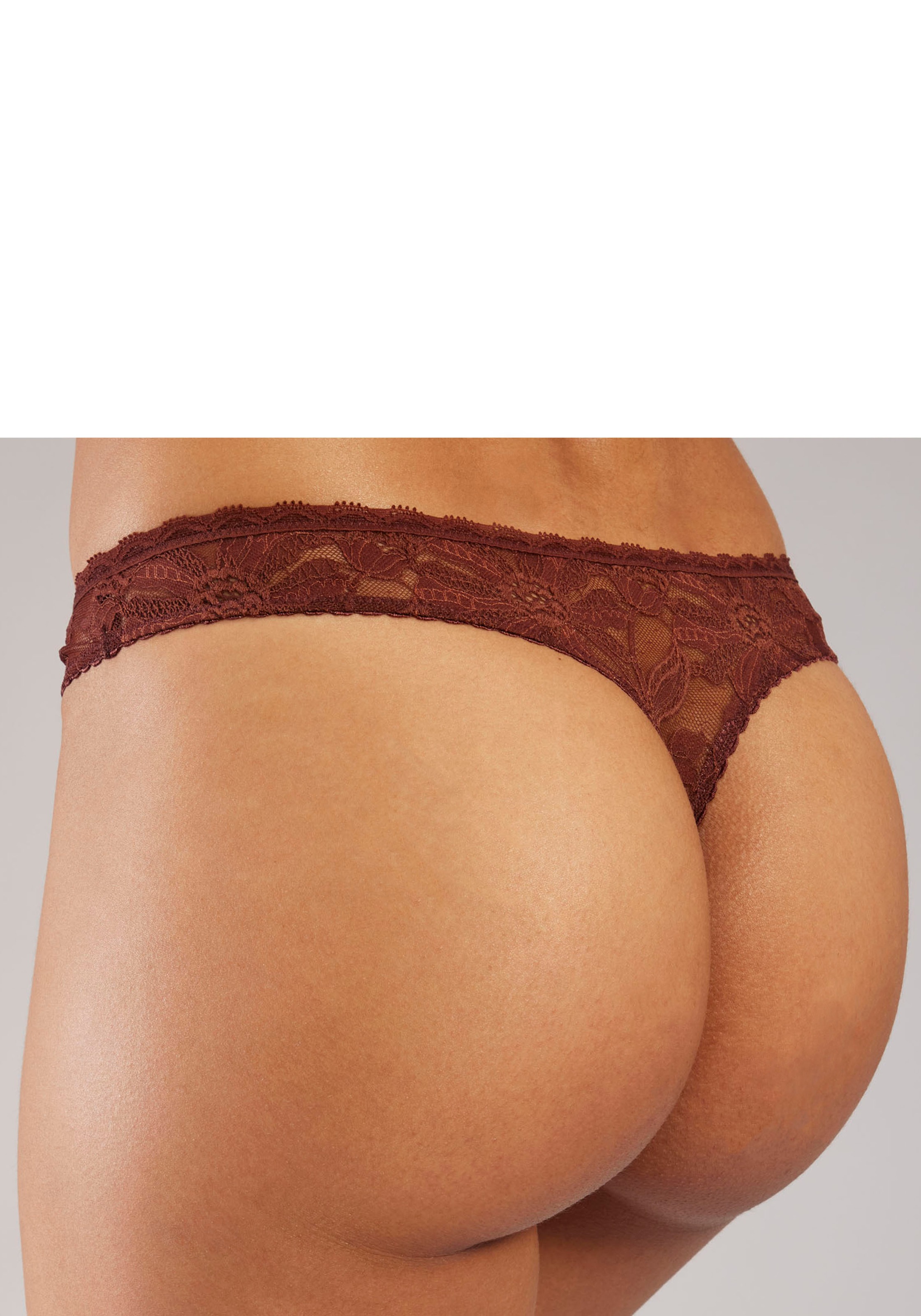 Thumbnail - LASCANA String, aus seidigem Material und edler Jacquardspitze