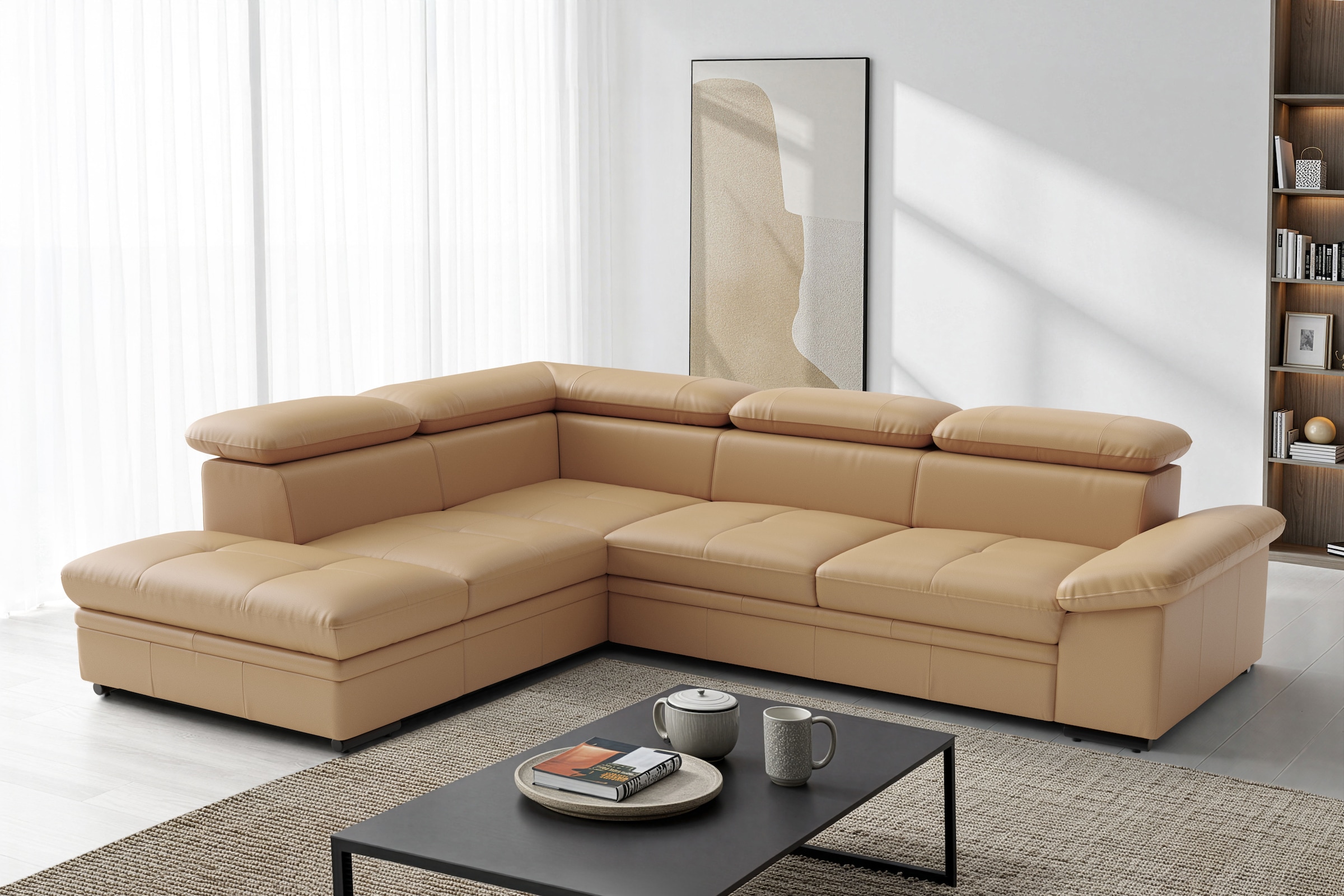 sit&more Ecksofa »Viola, L-Form, Leder, B: 249 cm« optional mit Schlaffunktion