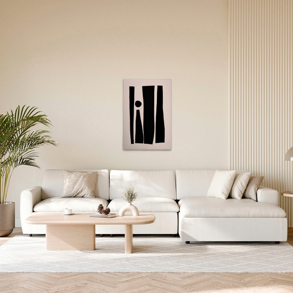 A.S. Création Leinwandbild "Abstract 1 - Wandbild Creme Schwarz Keilrahmen günstig online kaufen