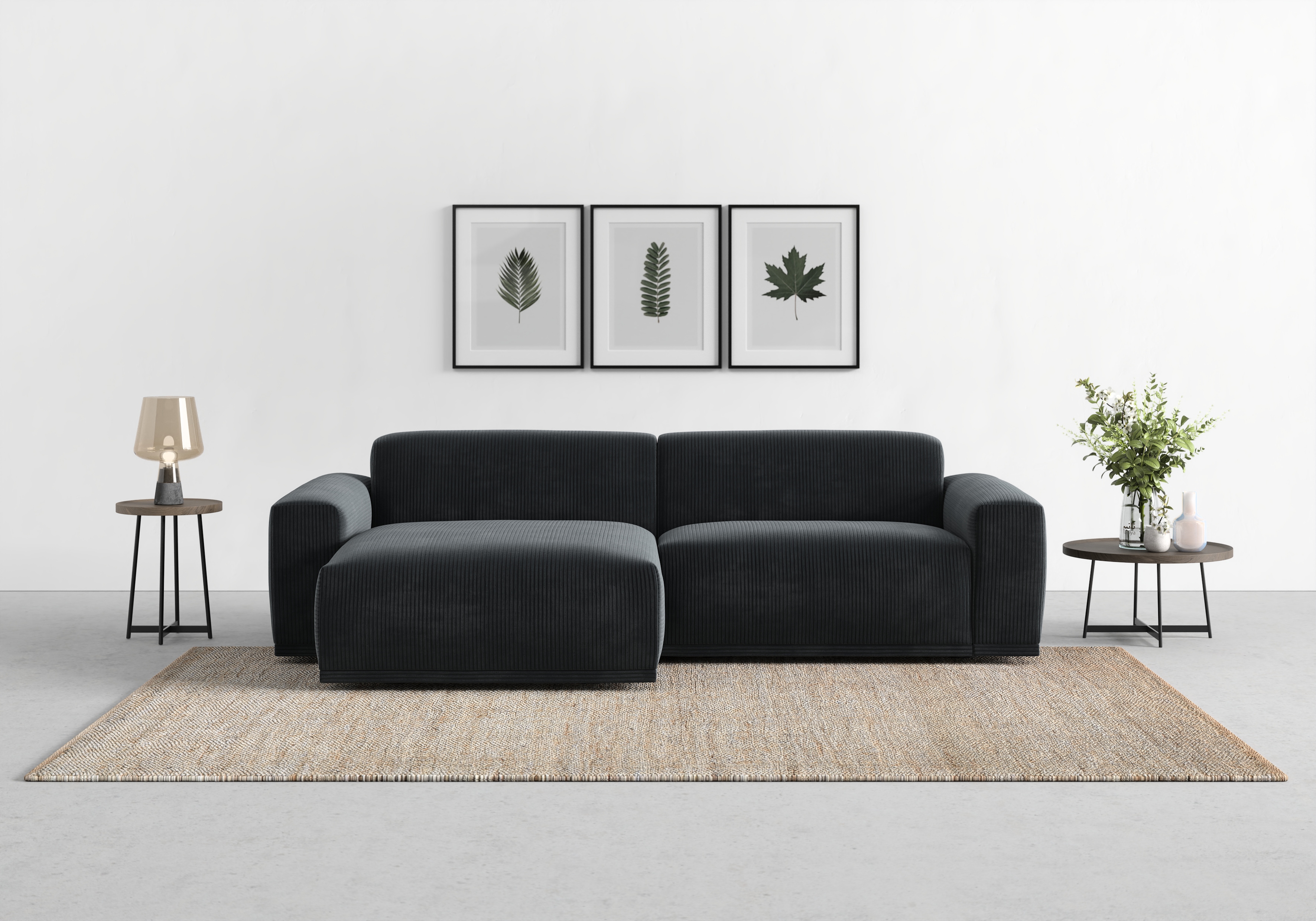 TRENDMANUFAKTUR Ecksofa "Braga, mit hochwertigem Kaltschaum, L-Form, Japandi-Design" modernes Sofa, Couch mit hohem Sitzkomfort, 255/72/160 cm (B/H/T)