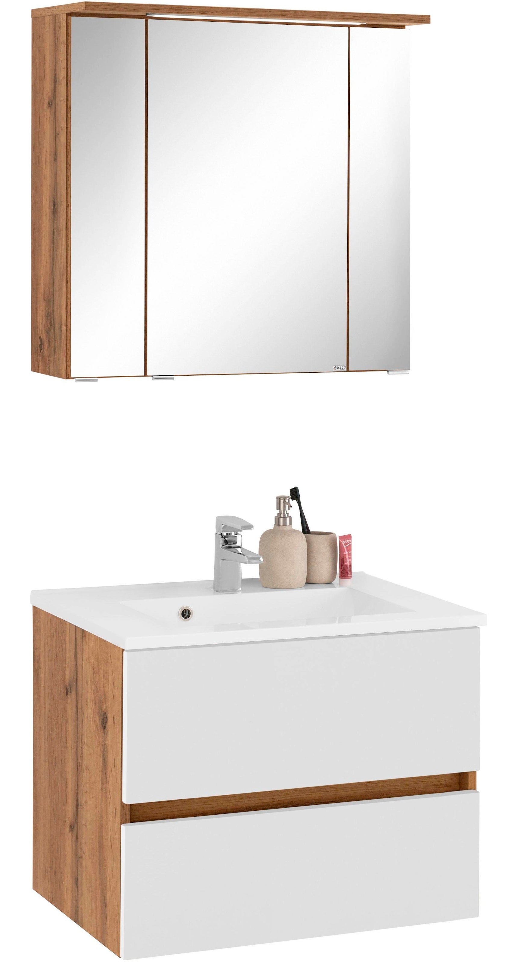 welltime Badmöbel-Set "Lucca" 2 Stk. tlg. Breite 60 cm, mit LED-Spiegelschr günstig online kaufen