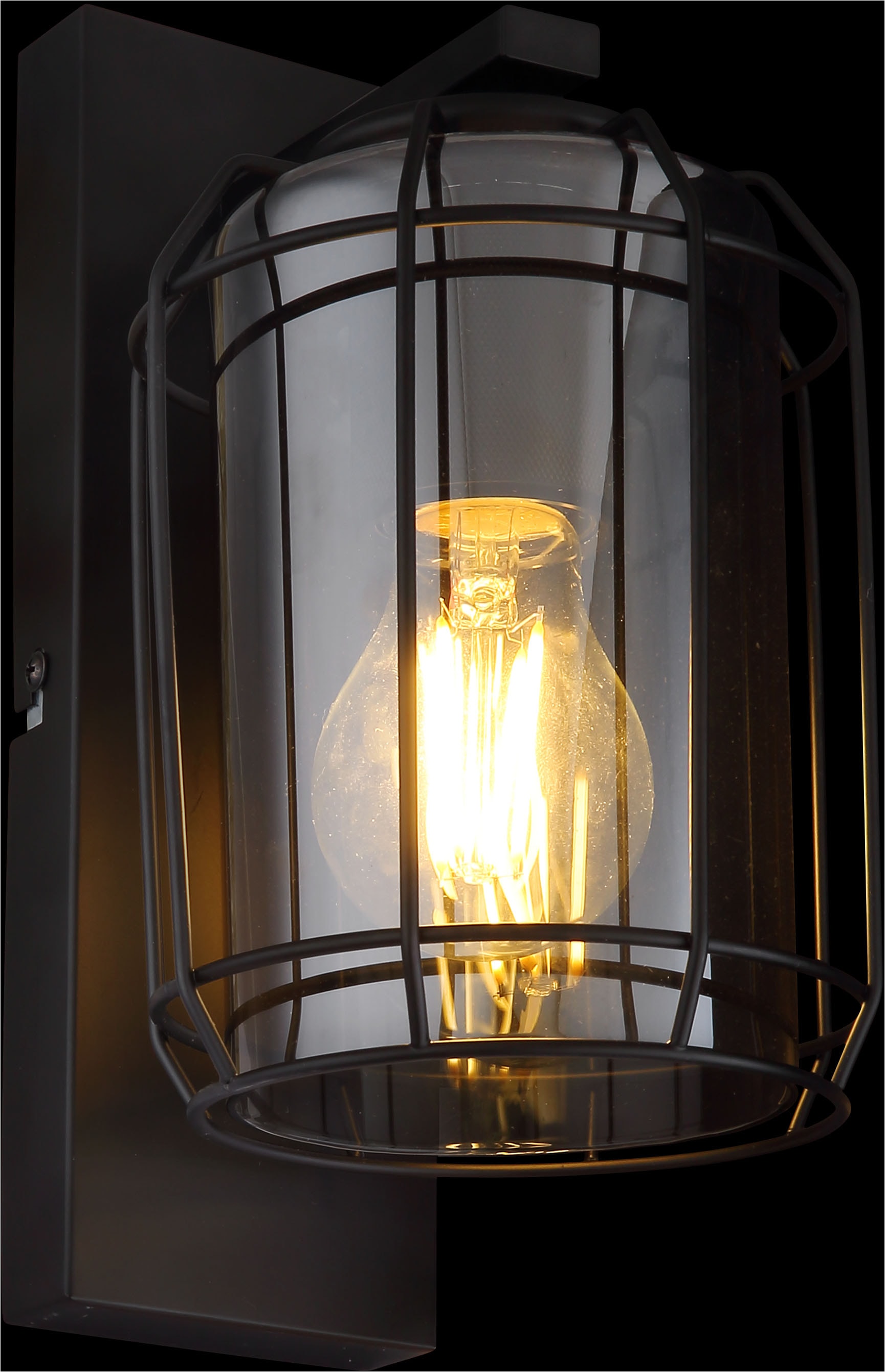 GLOBO LIGHTING Wandleuchte »KAMMI«, Leuchtmittel E27 | ohne Leuchtmittel, Wandlampe/Metall/Glas rauchfarben/Wohnzimmer/Flur/Lichtschein: abwärts