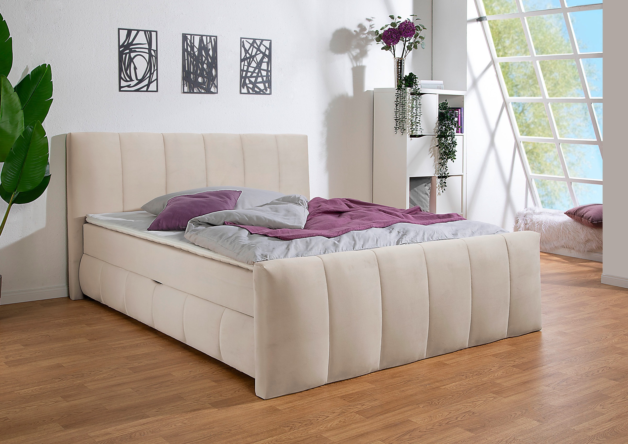 Home affaire Boxbett "Hanelore inkl. Bettkasten und Topper" Boxbett mit Bettkasten und Fußteil, inkl. Topper