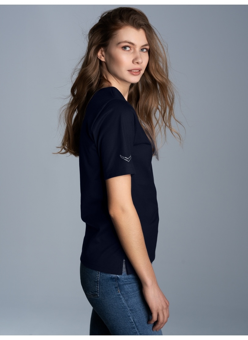 T-Shirt »TRIGEMA T-Shirt DELUXE Baumwolle mit Kristallsteinen«, (1 tlg.)